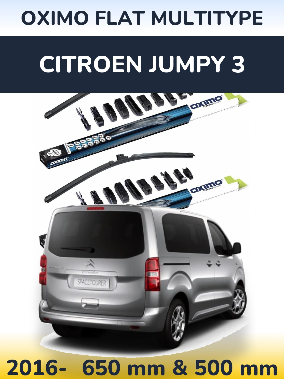 Komplet przednich wycieraczek Oximo Flat MultiType 650 & 500 mm do Citroen Jumpy 3 2016-2026