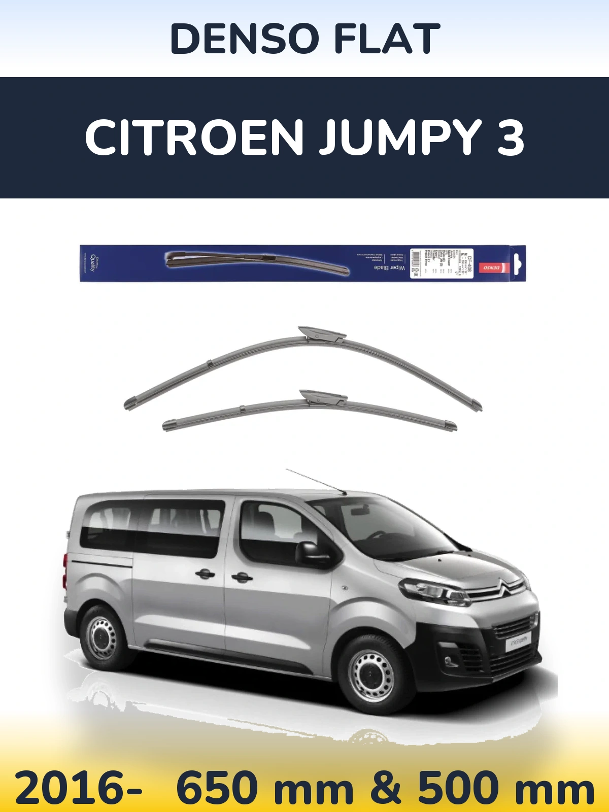 Комплект передних дворников Denso Flat 650 & 500 мм для Citroen Jumpy 3 2016-2026