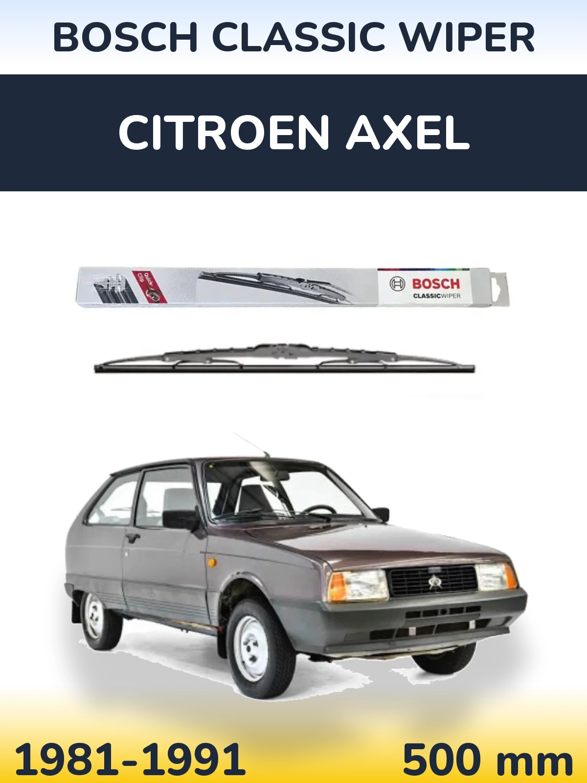Rear wiper blade BOSCH Classic Wiper 500 мм for Citroen Axel 1981-1991