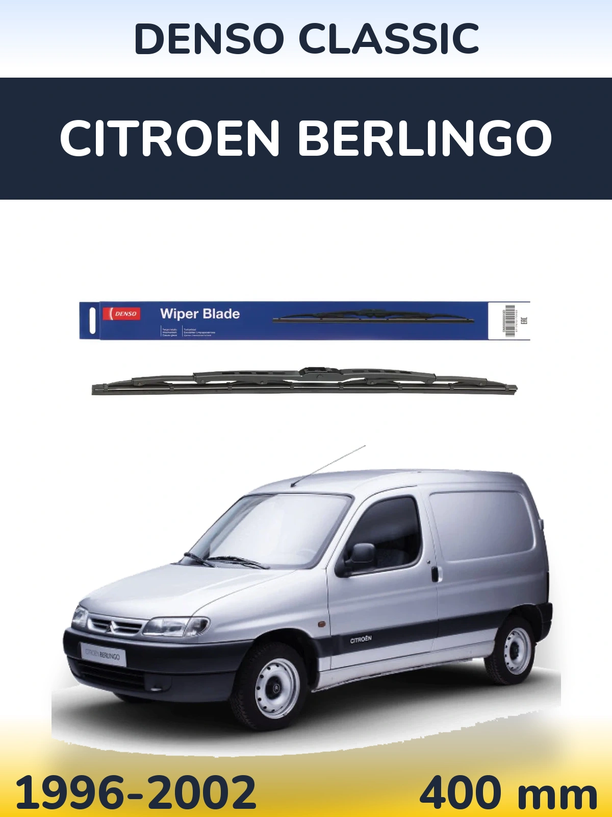 Rear wiper blade Denso Classic 400 mm for Citroen Berlingo 1996-2002