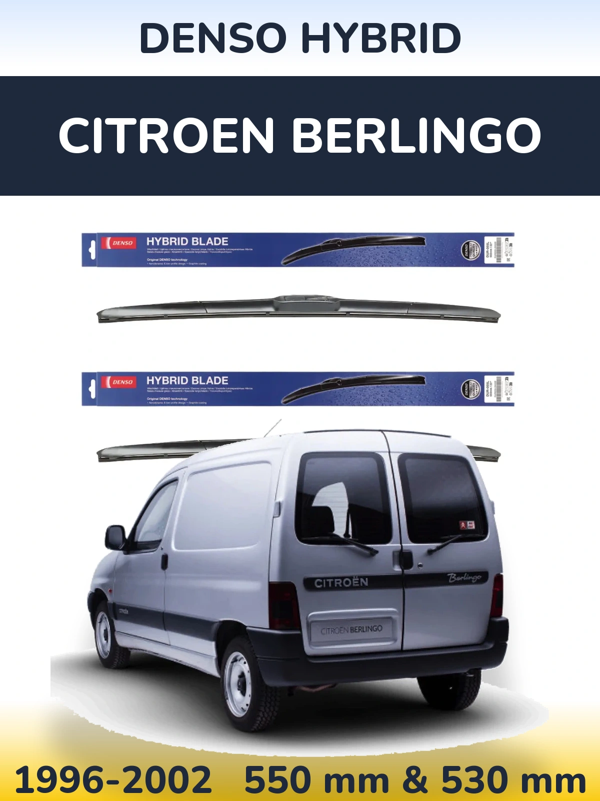Komplet przednich wycieraczek Denso Hybrid 550 & 530 mm do Citroen Berlingo 1996-2002