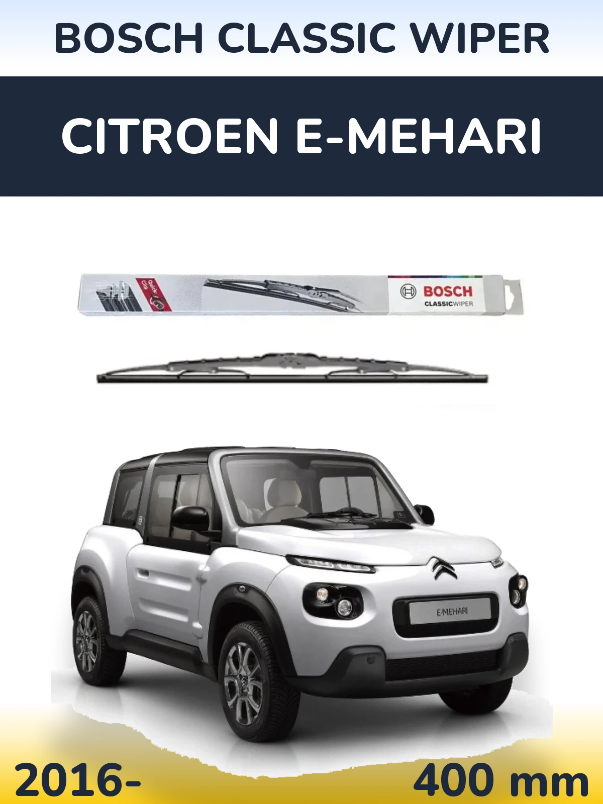 Передня щітка BOSCH Classic Wiper 400 мм для Citroen E-Mehari 2016-2026