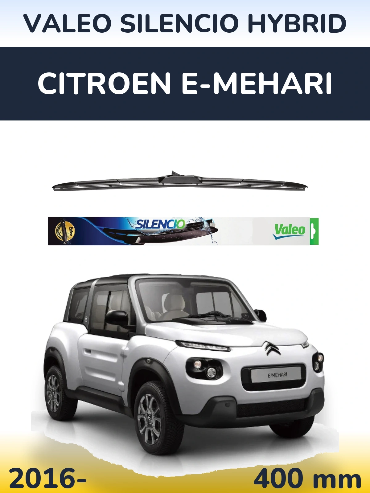 Передний дворник Valeo Silencio Hybrid 400 мм для Citroen E-Mehari 2016-2026