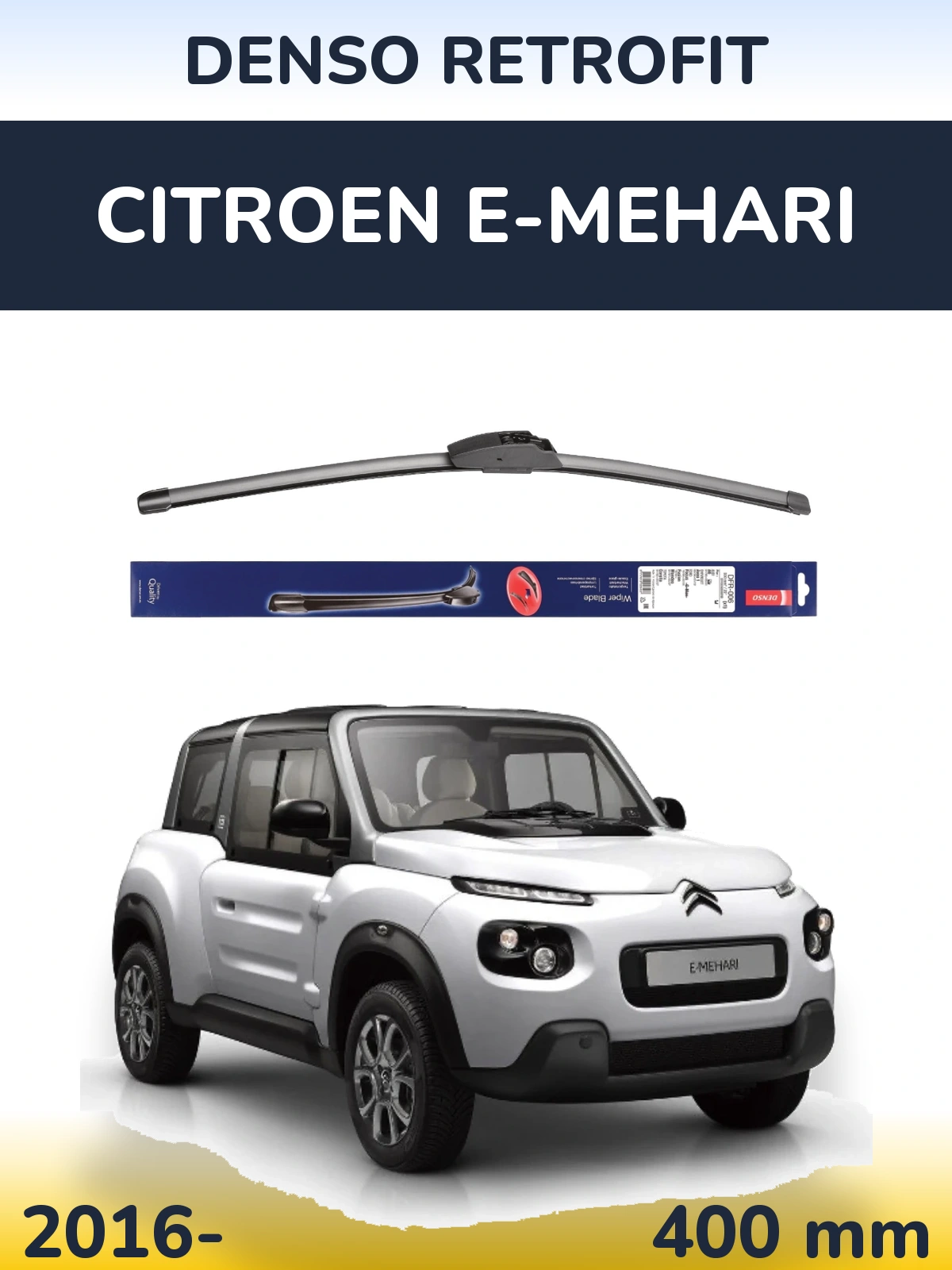 Передня щітка Denso Retrofit 400 мм для Citroen E-Mehari 2016-2026
