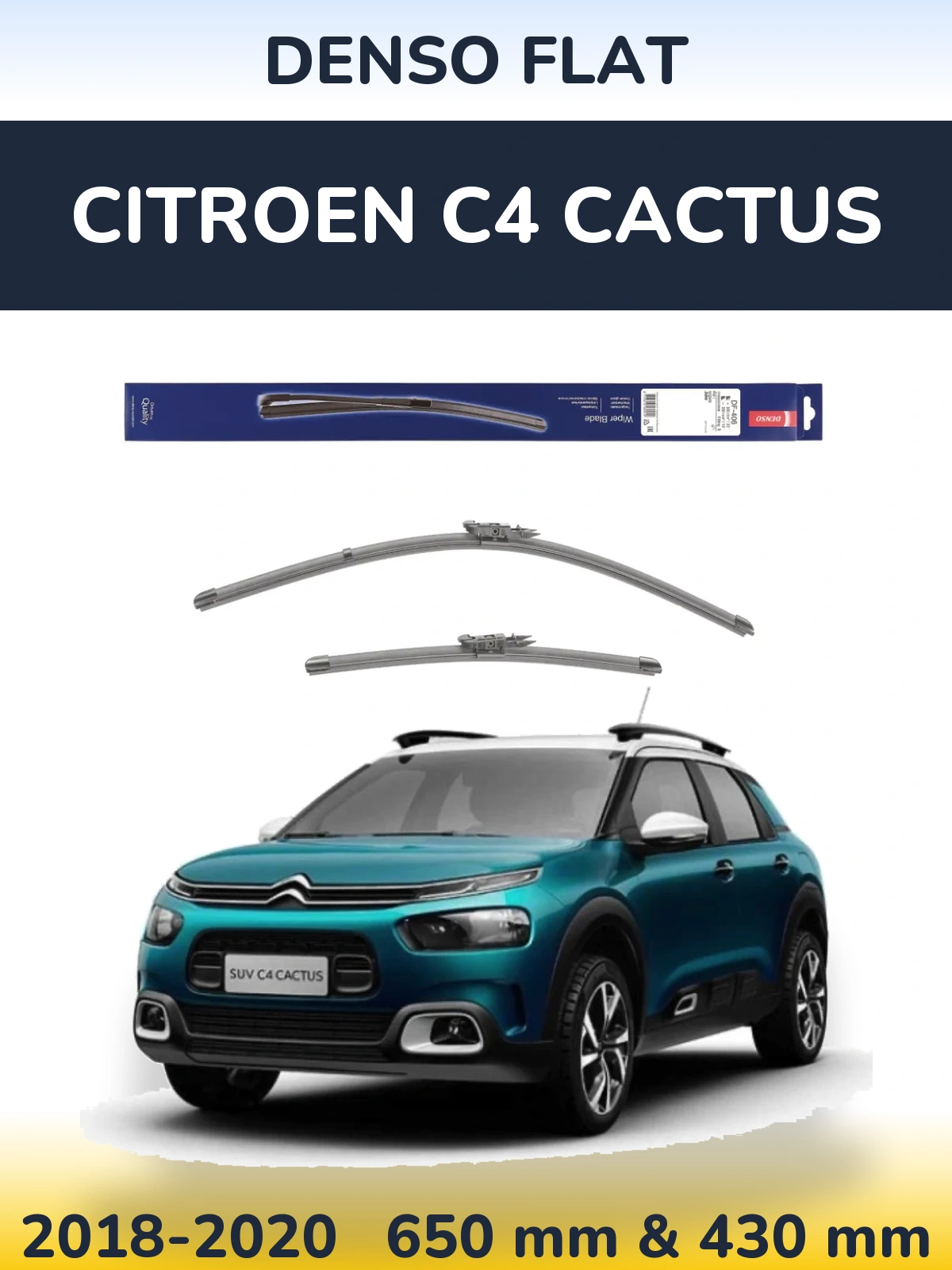 Komplet przednich wycieraczek Denso Flat 650 & 430 mm do Citroen C4 Cactus 2018-2020