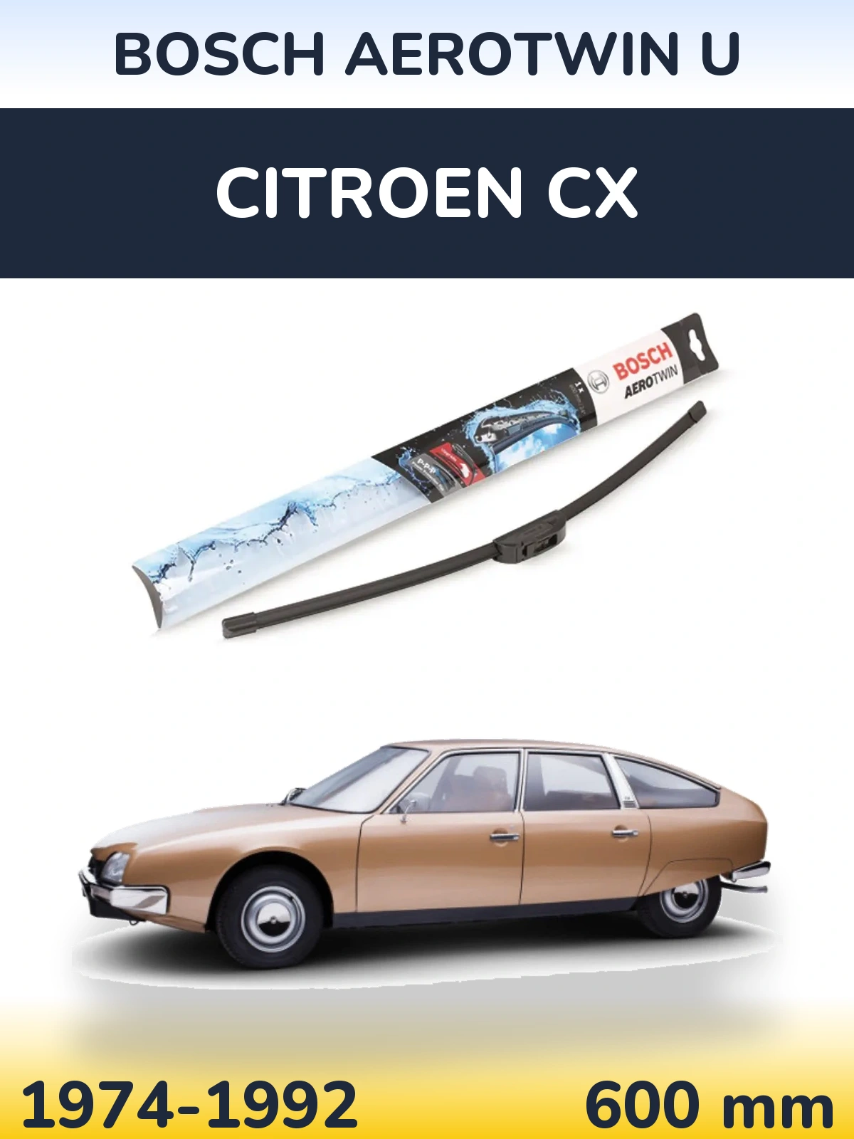 Przednia wycieraczka BOSCH AeroTwin U 600 mm do Citroen CX 1974-1992