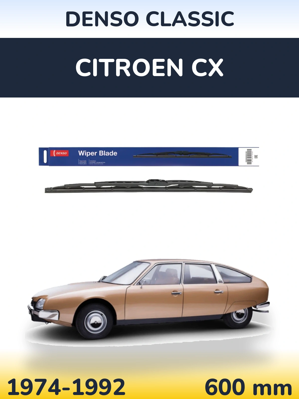 Front wiper blade Denso Classic 600 мм for Citroen CX 1974-1992