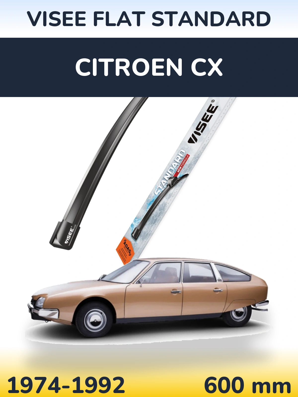 Front wiper blade VISEE FLAT STANDARD 600 мм for Citroen CX 1974-1992