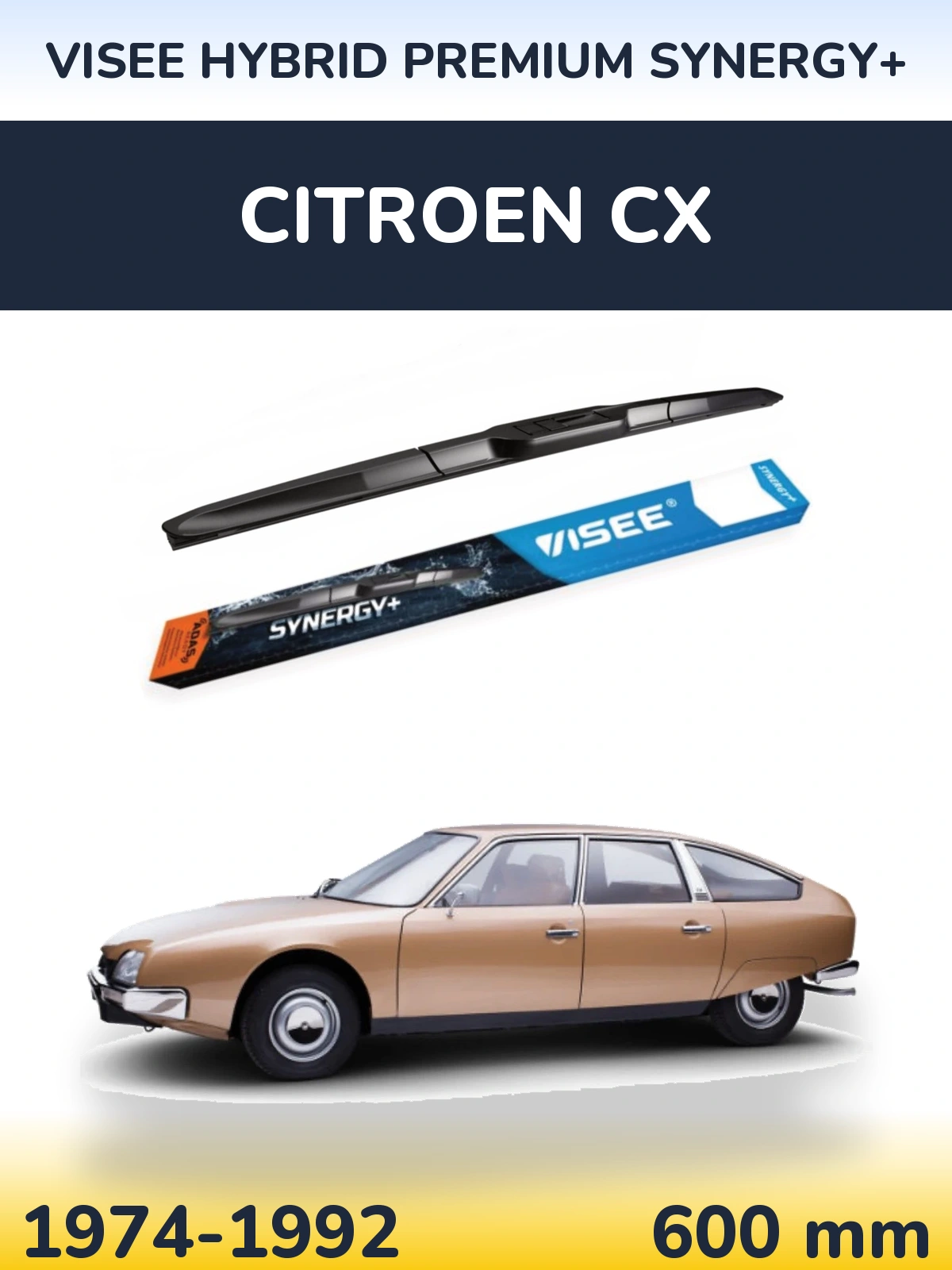 Передня щітка VISEE HYBRID PREMIUM SYNERGY+ 600 мм для Citroen CX 1974-1992