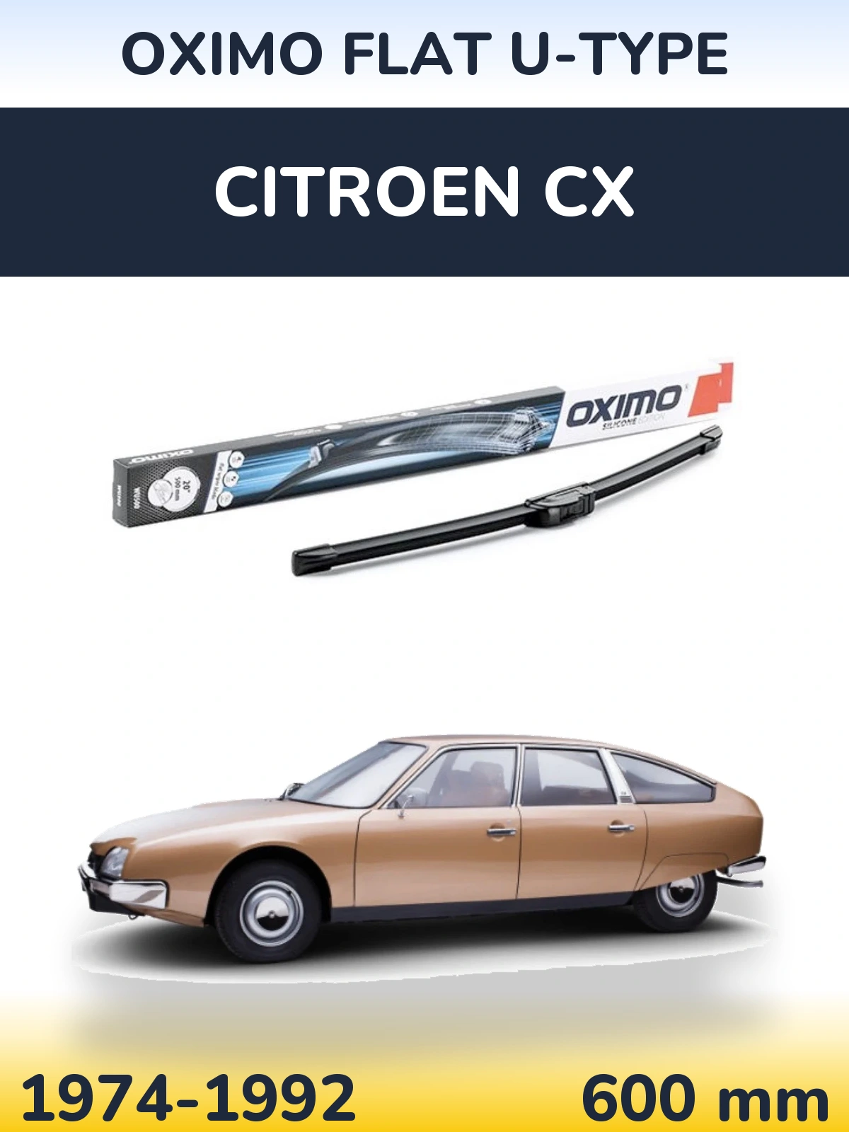 Передний дворник Oximo Flat U-type 600 мм для Citroen CX 1974-1992