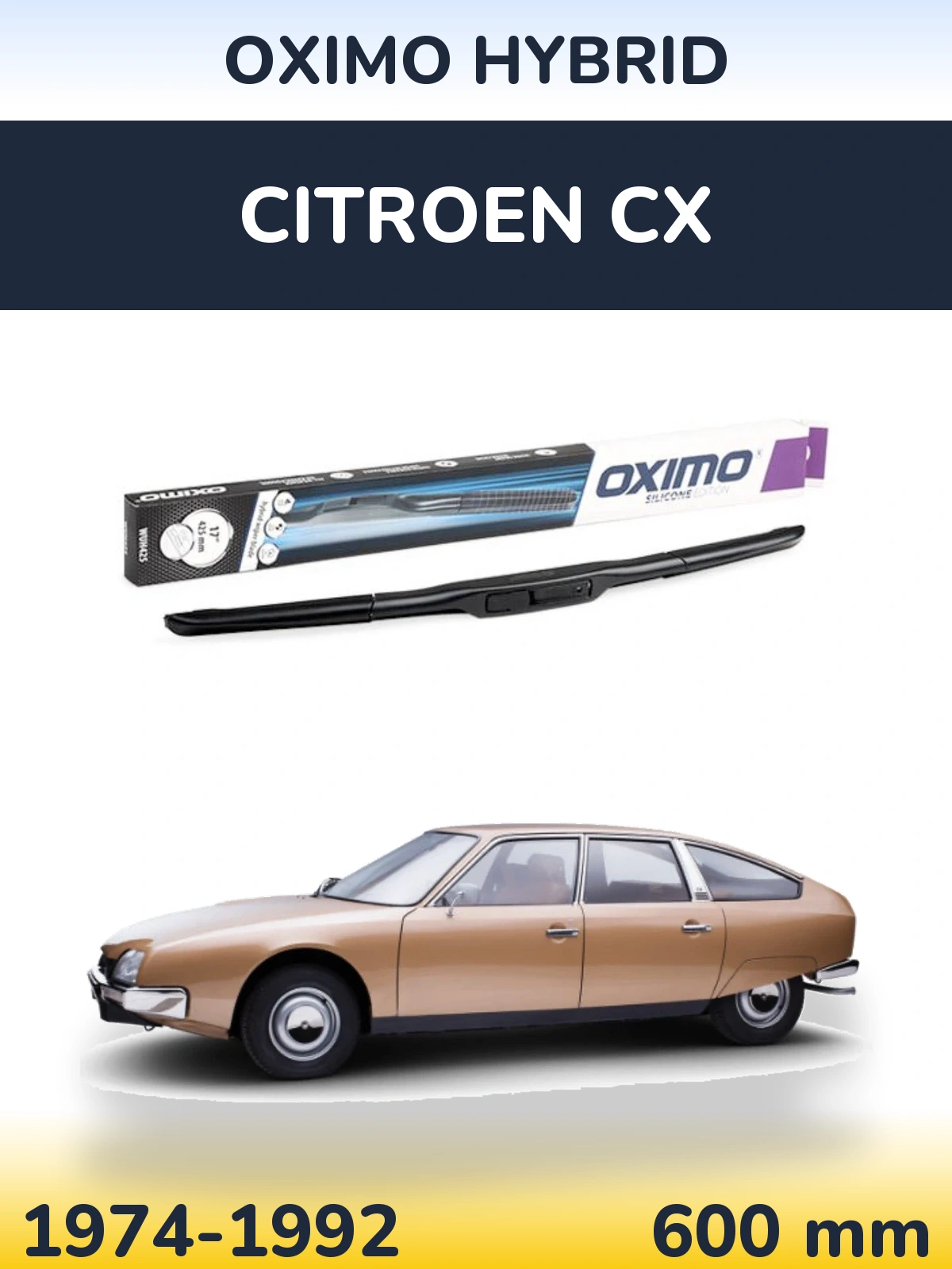 Передний дворник Oximo Hybrid 600 мм для Citroen CX 1974-1992