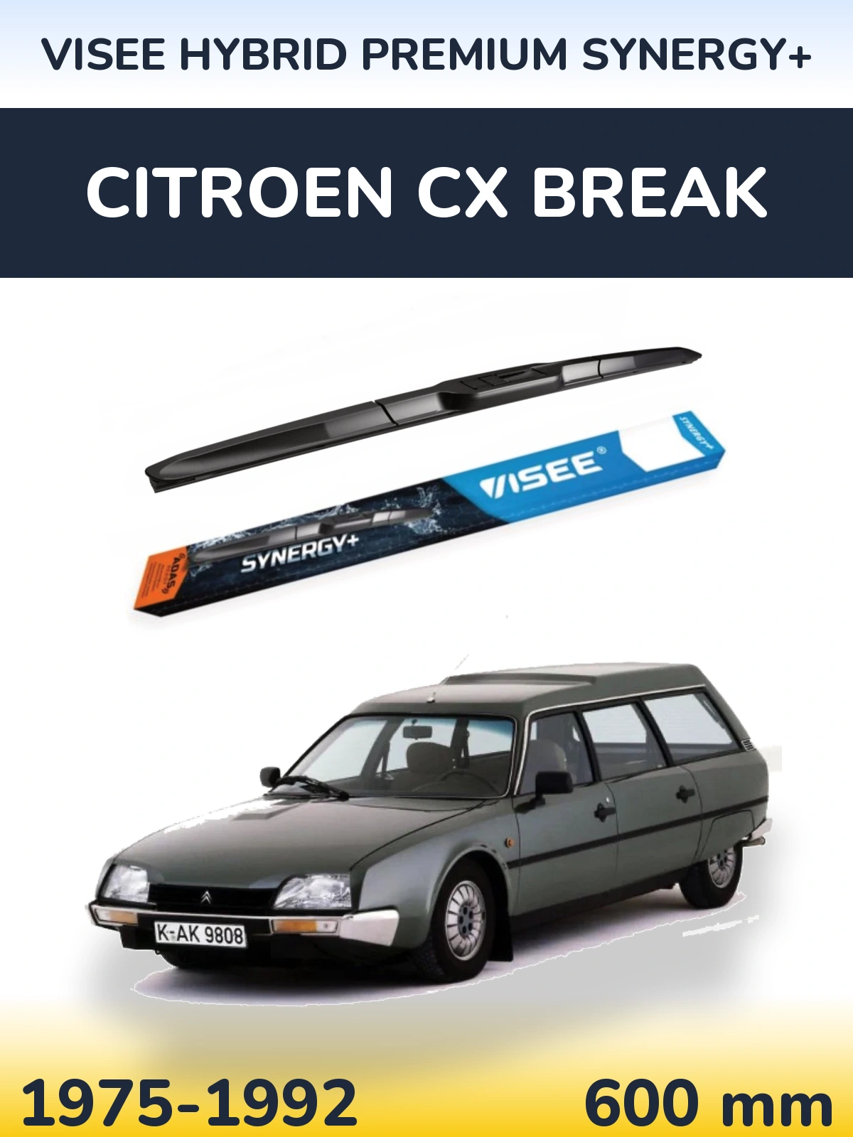 Передня щітка VISEE HYBRID PREMIUM SYNERGY+ 600 мм для Citroen CX Break 1975-1992