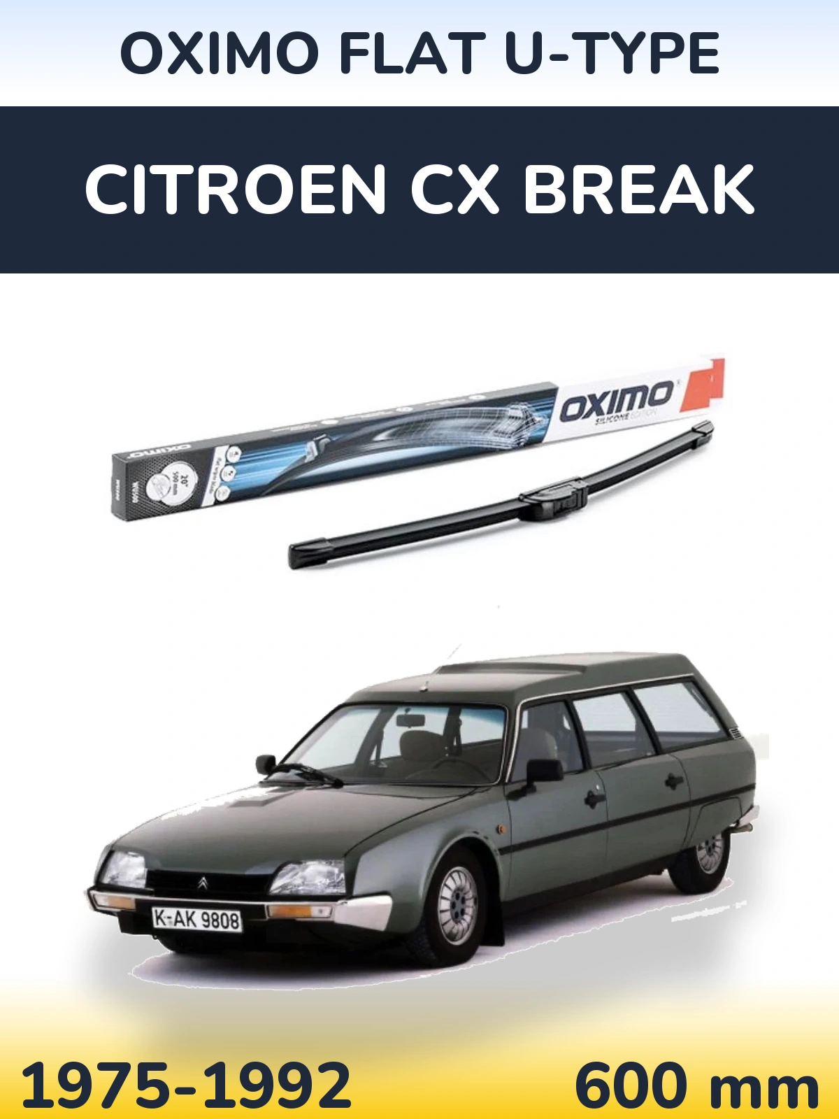 Передний дворник Oximo Flat U-type 600 мм для Citroen CX Break 1975-1992
