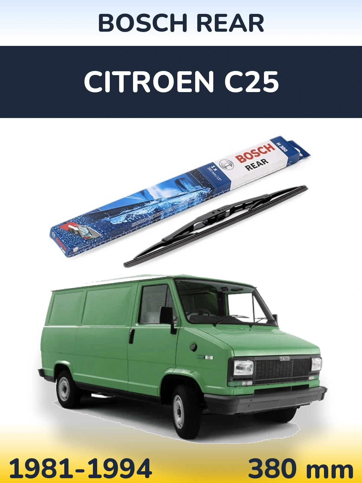 Rear wiper blade BOSCH Rear 380 mm for Citroen C25 1981-1994