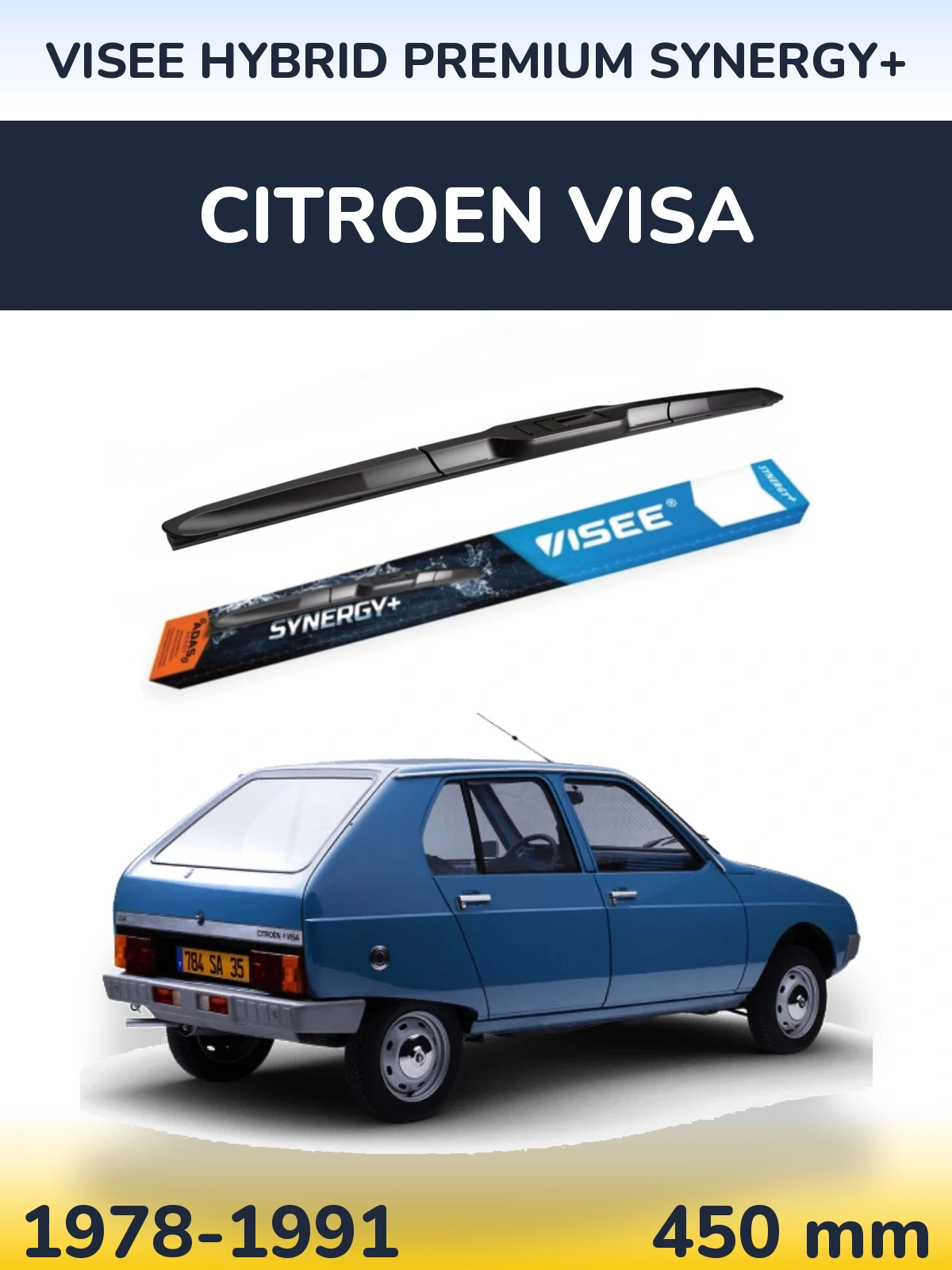 Передня щітка VISEE HYBRID PREMIUM SYNERGY+ 450 мм для Citroen Visa 1978-1991