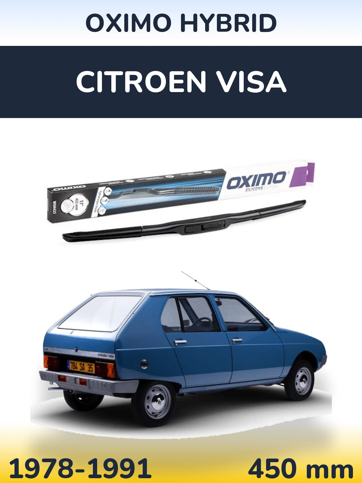 Передня щітка Oximo Hybrid 450 мм для Citroen Visa 1978-1991