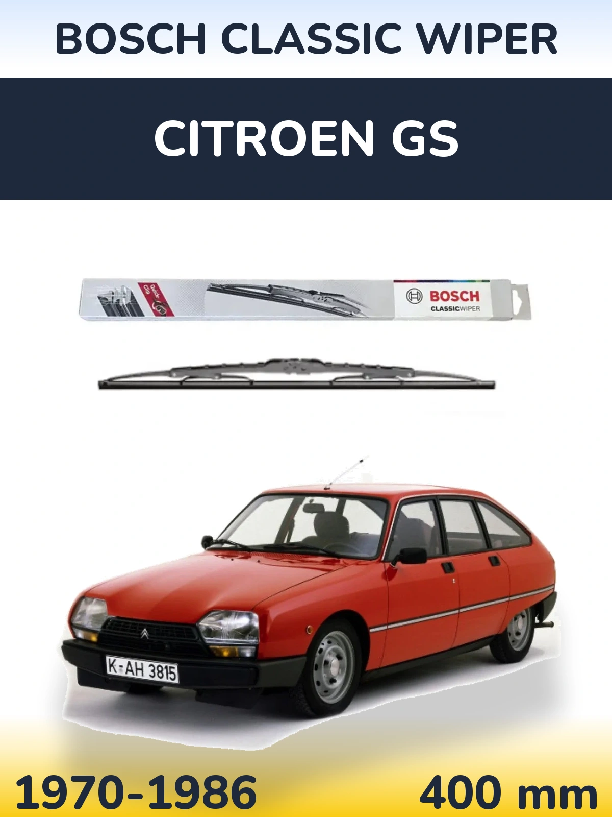 Задня щітка BOSCH Classic Wiper 400 мм для Citroen GS 1970-1986