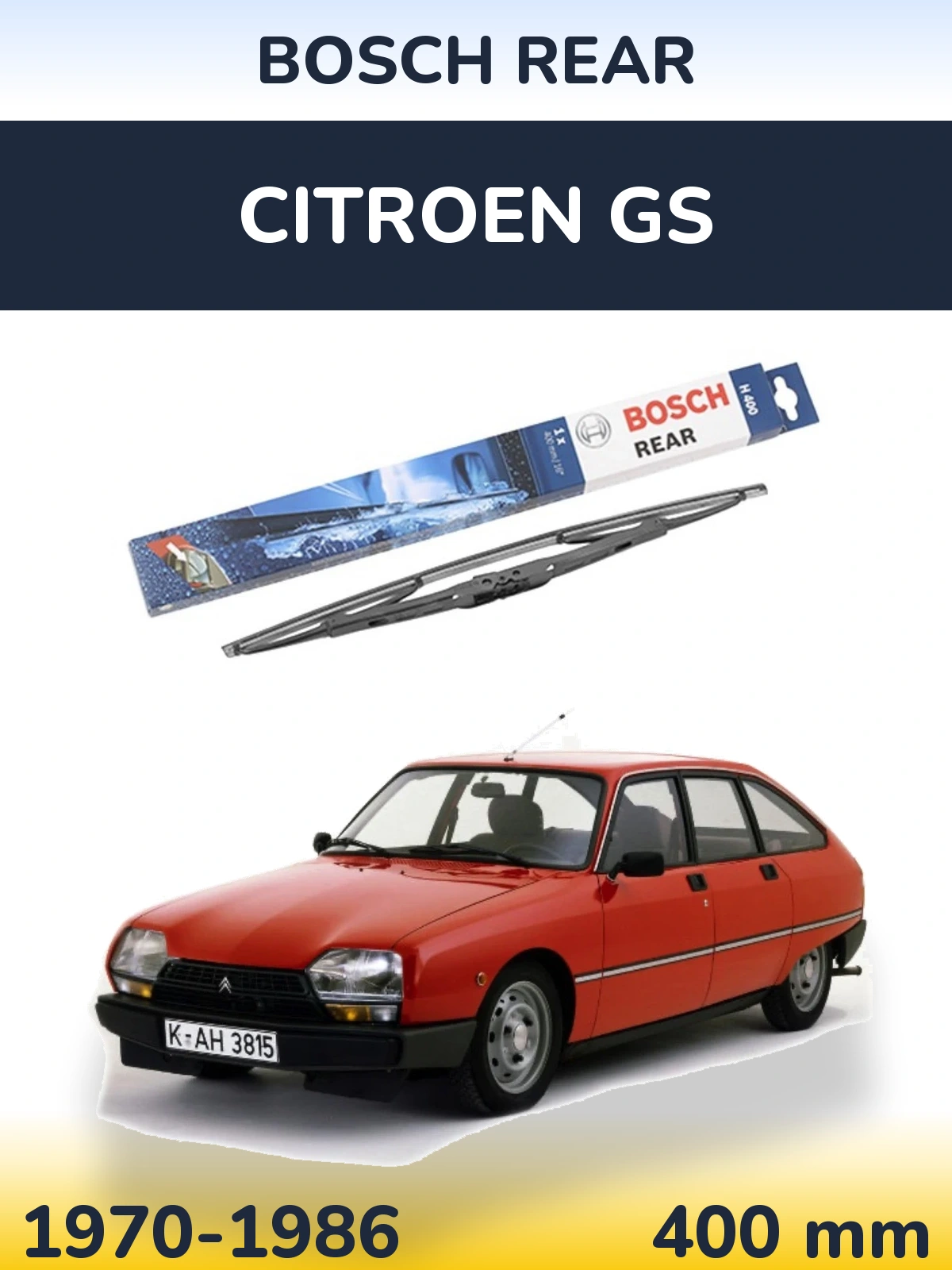 Rear wiper blade BOSCH Rear 400 mm for Citroen GS 1970-1986