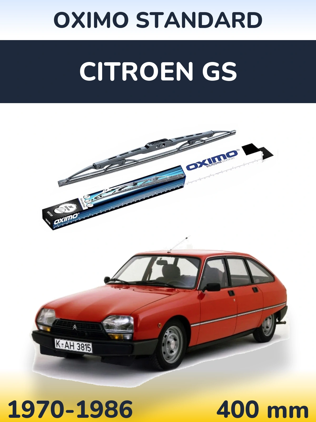 Rear wiper blade Oximo Standard 400 mm for Citroen GS 1970-1986