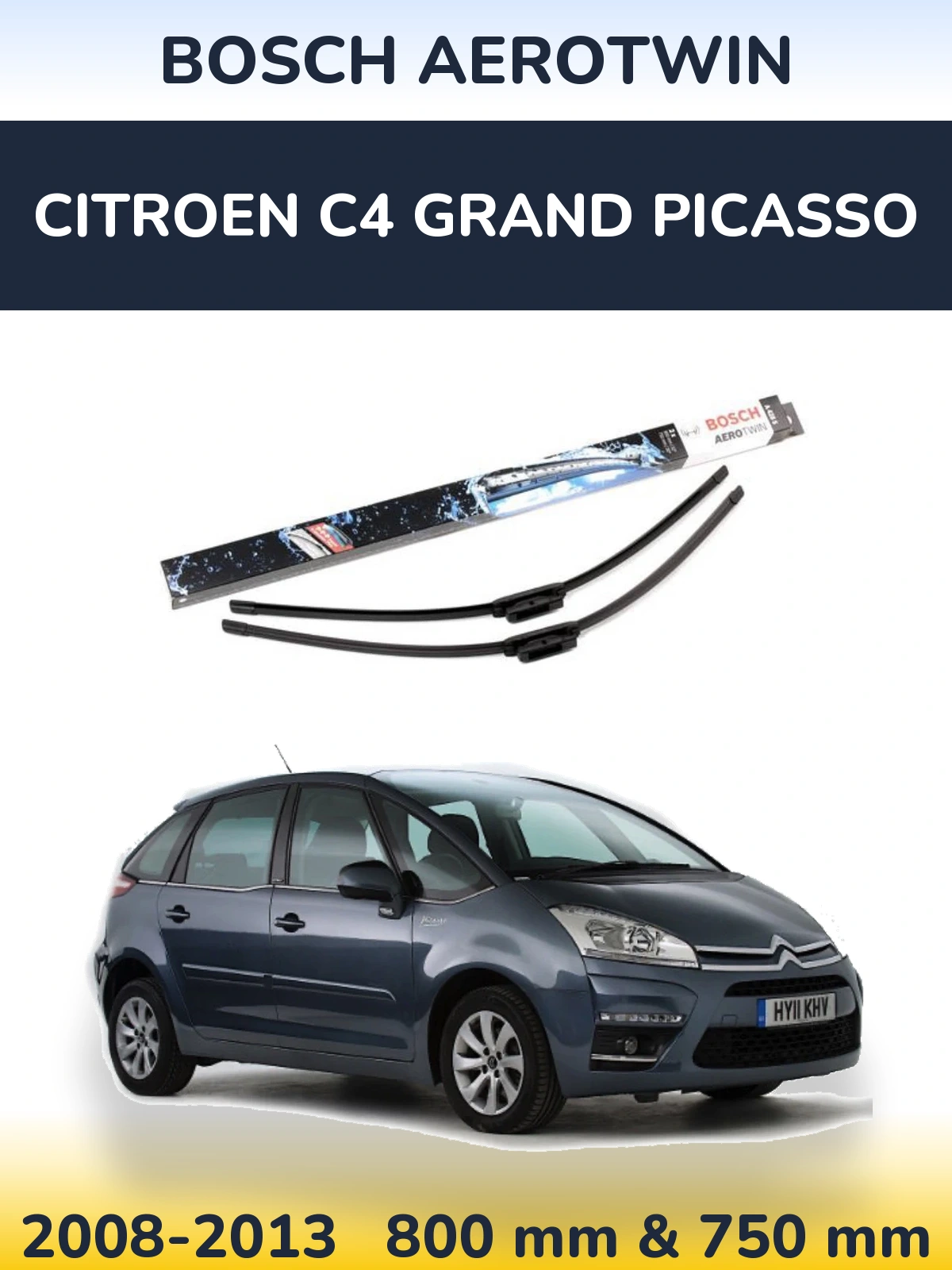 Komplet przednich wycieraczek BOSCH AeroTwin 800 & 750 mm do Citroen C4 Grand Picasso 2008-2013