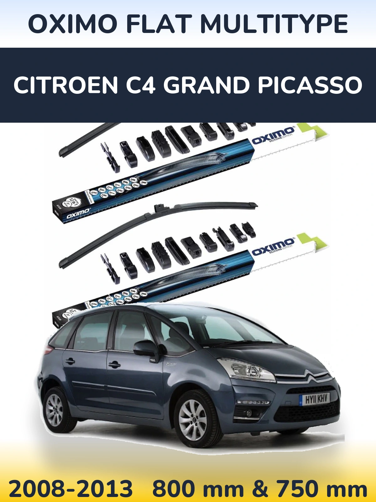 Komplet przednich wycieraczek Oximo Flat MultiType 800 & 750 mm do Citroen C4 Grand Picasso 2008-2013