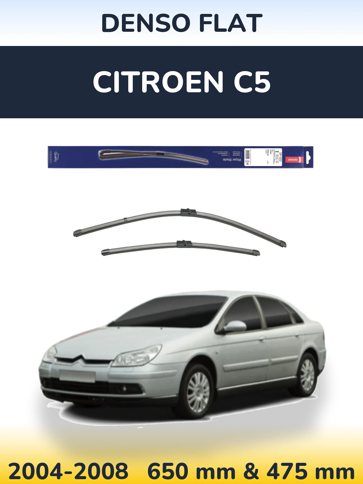 Komplet przednich wycieraczek Denso Flat 650 & 475 mm do Citroen C5 2004-2008