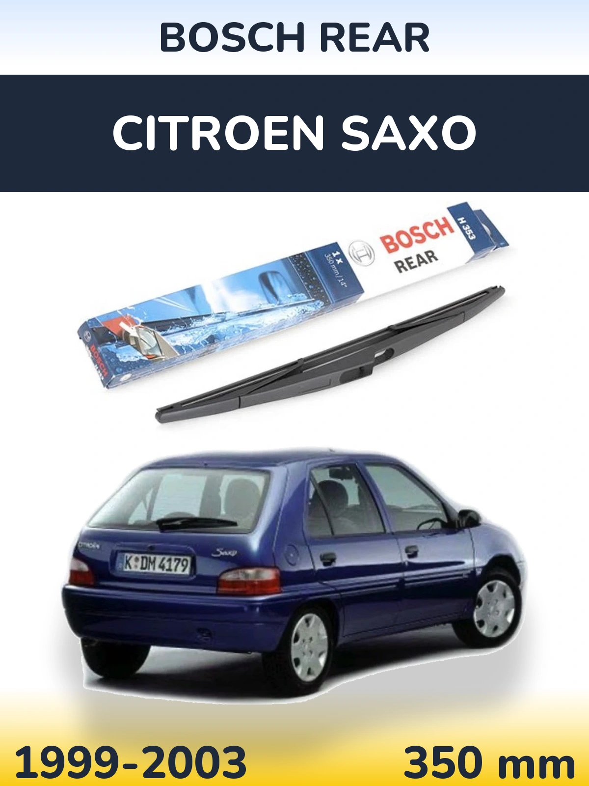 Rear wiper blade BOSCH Rear 350 мм for Citroen Saxo 1999-2003