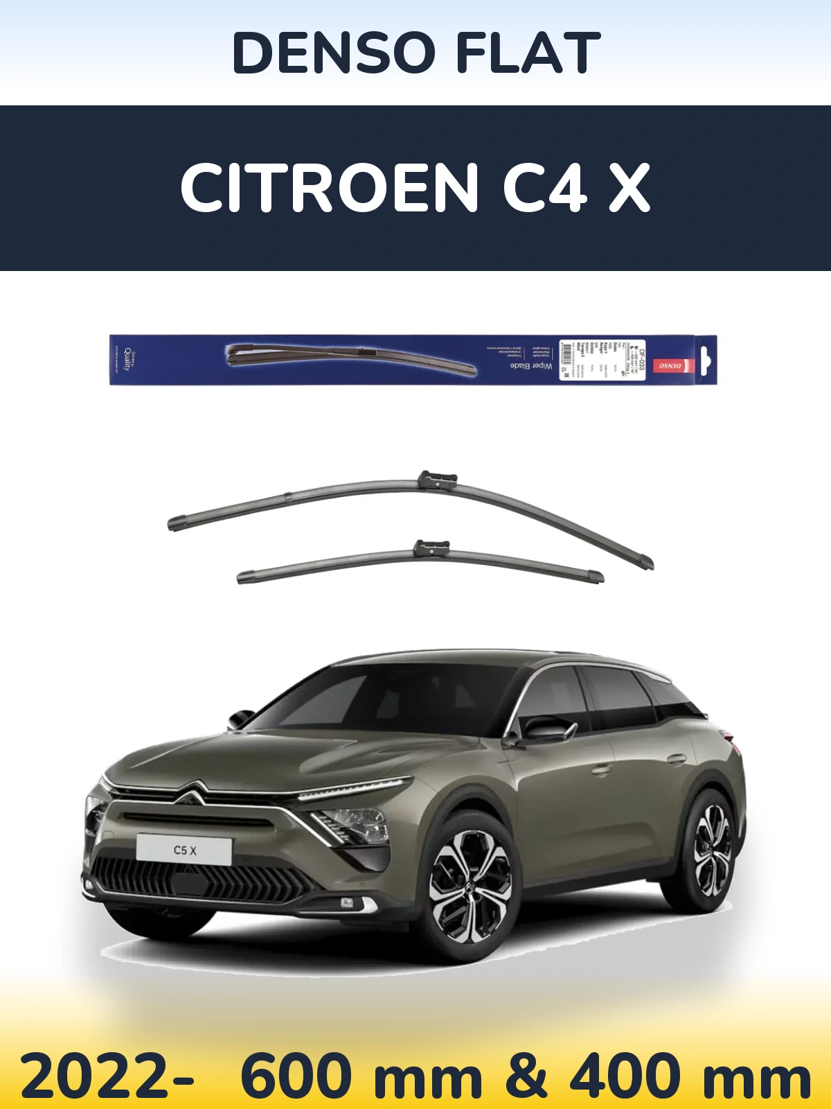 Front wiper blade set Denso Flat 600 & 400 мм for Citroen C4 X 2022-2026