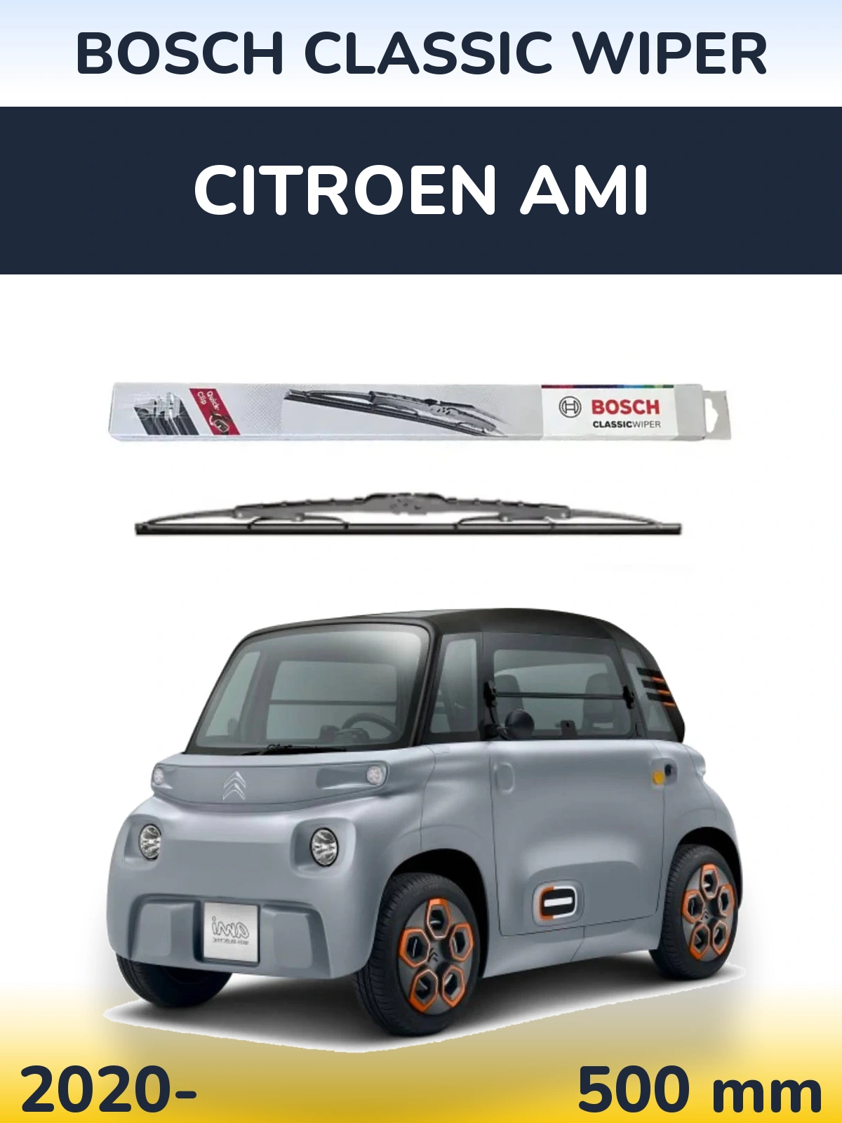 Передний дворник BOSCH Classic Wiper 500 мм для Citroen Ami 2020-2026