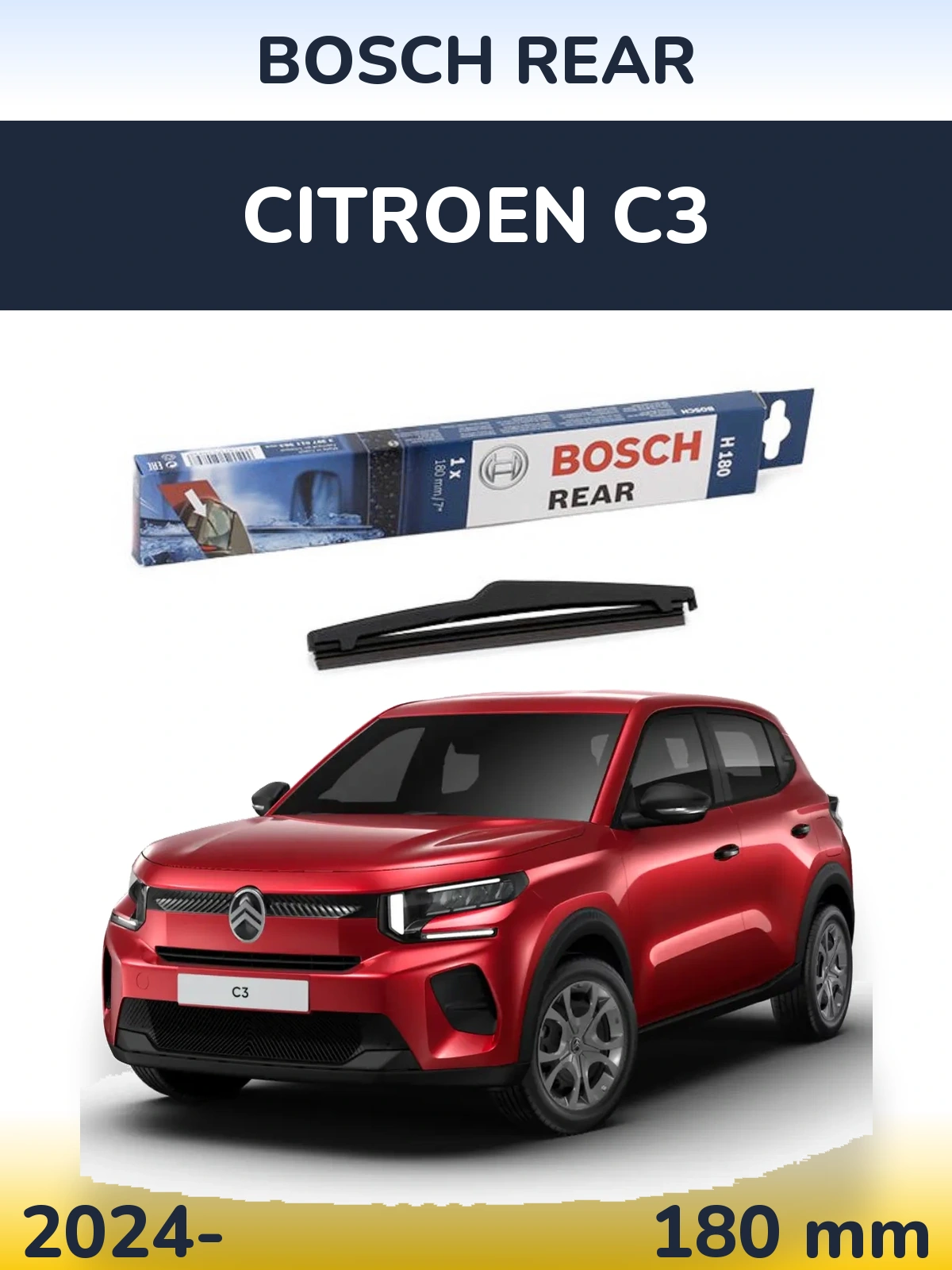 Задний дворник BOSCH Rear 180 мм для Citroen C3 2024-2026