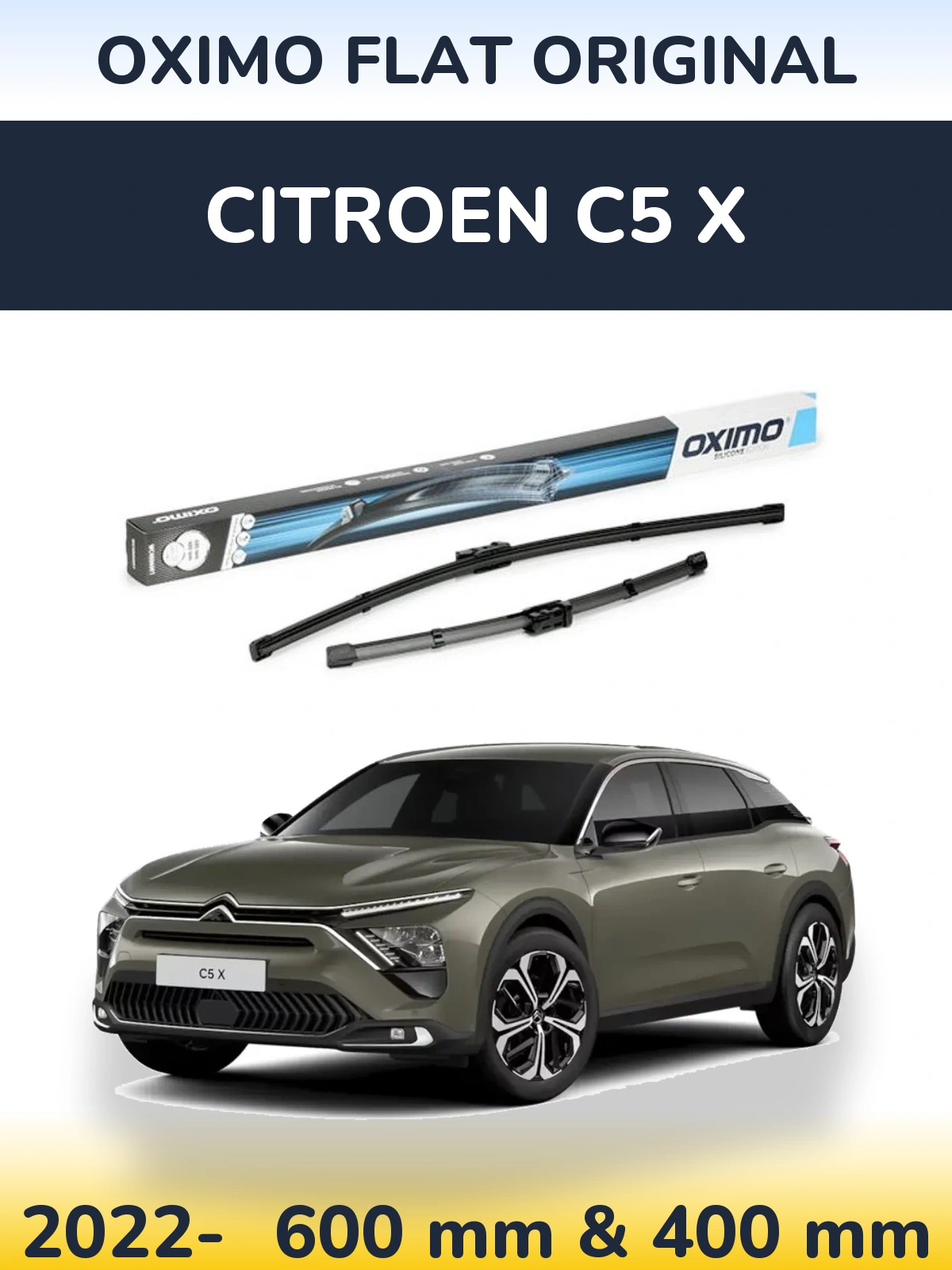 Front wiper blade set Oximo Flat Original 600 & 400 мм for Citroen C5 X 2022-2026