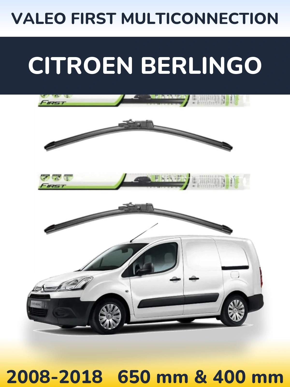 Комплект передних дворников Valeo First MultiConnection 650 & 400 мм для Citroen Berlingo 2008-2018