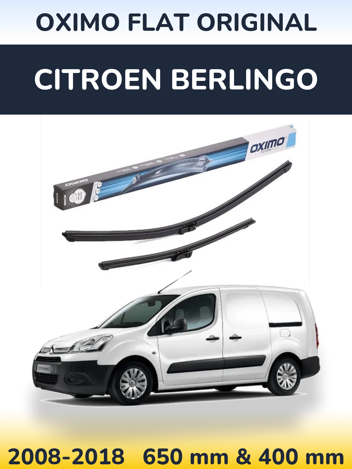 Комплект передних дворников Oximo Flat Original 650 & 400 мм для Citroen Berlingo 2008-2018