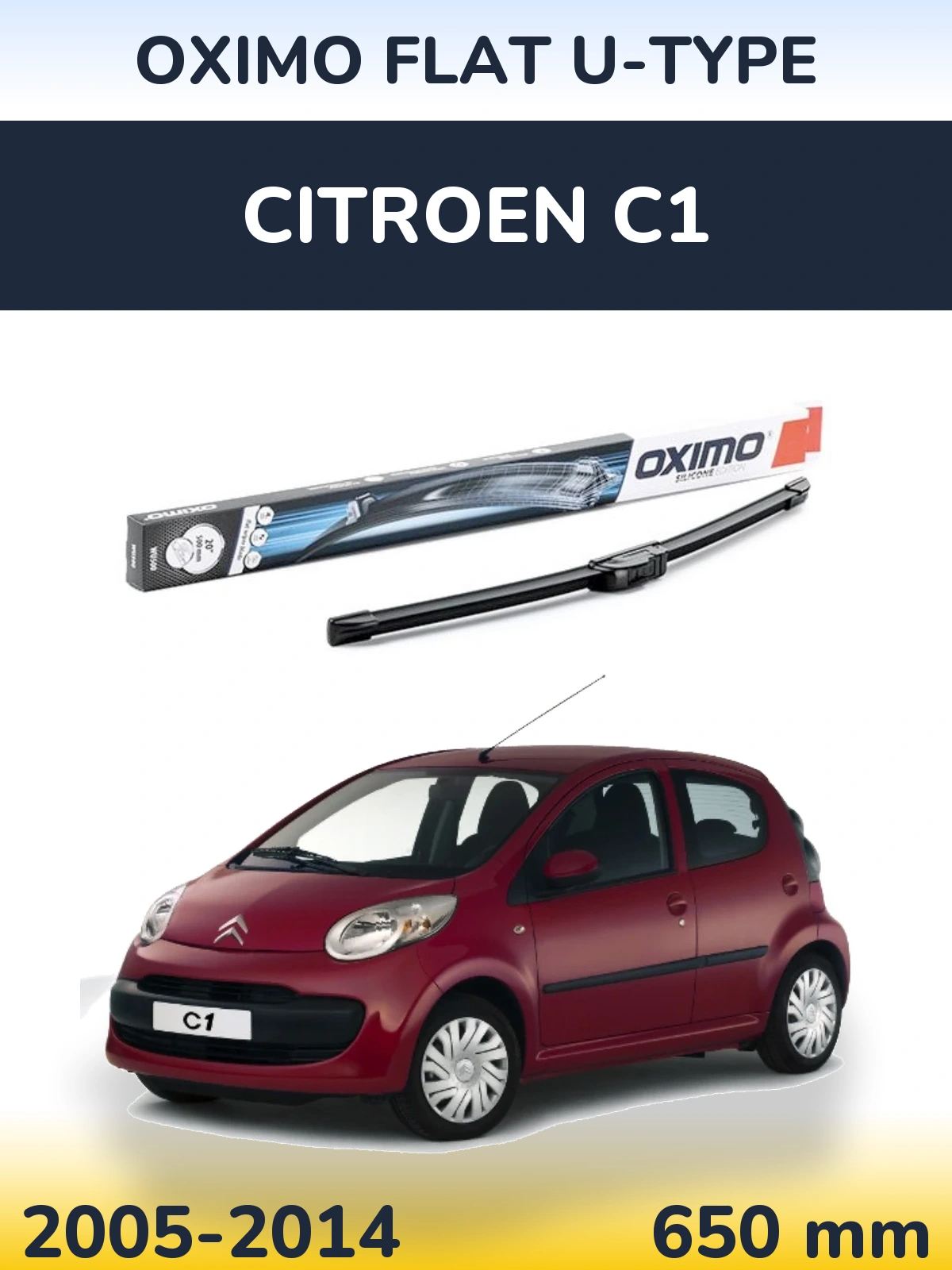 Przednia wycieraczka Oximo Flat U-type 650 mm do Citroen C1 2005-2014