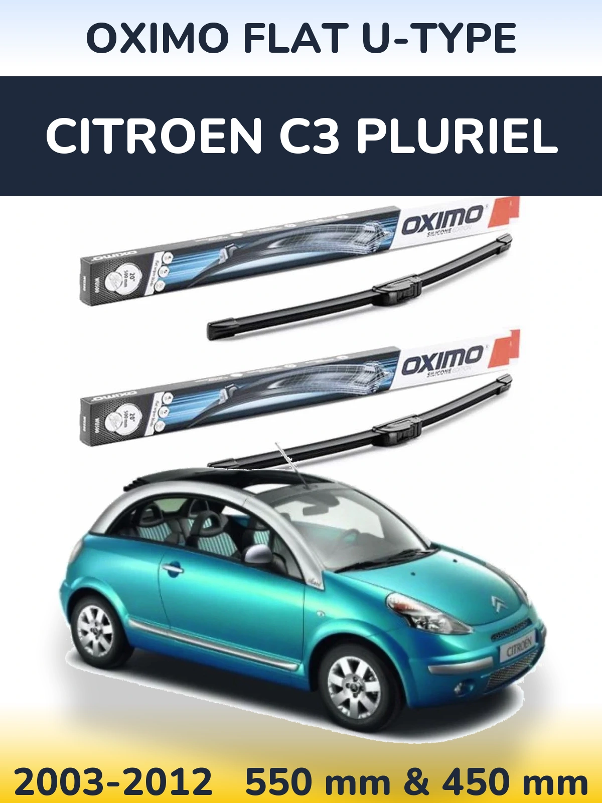 Komplet przednich wycieraczek Oximo Flat U-type 550 & 450 mm do Citroen C3 Pluriel 2003-2012