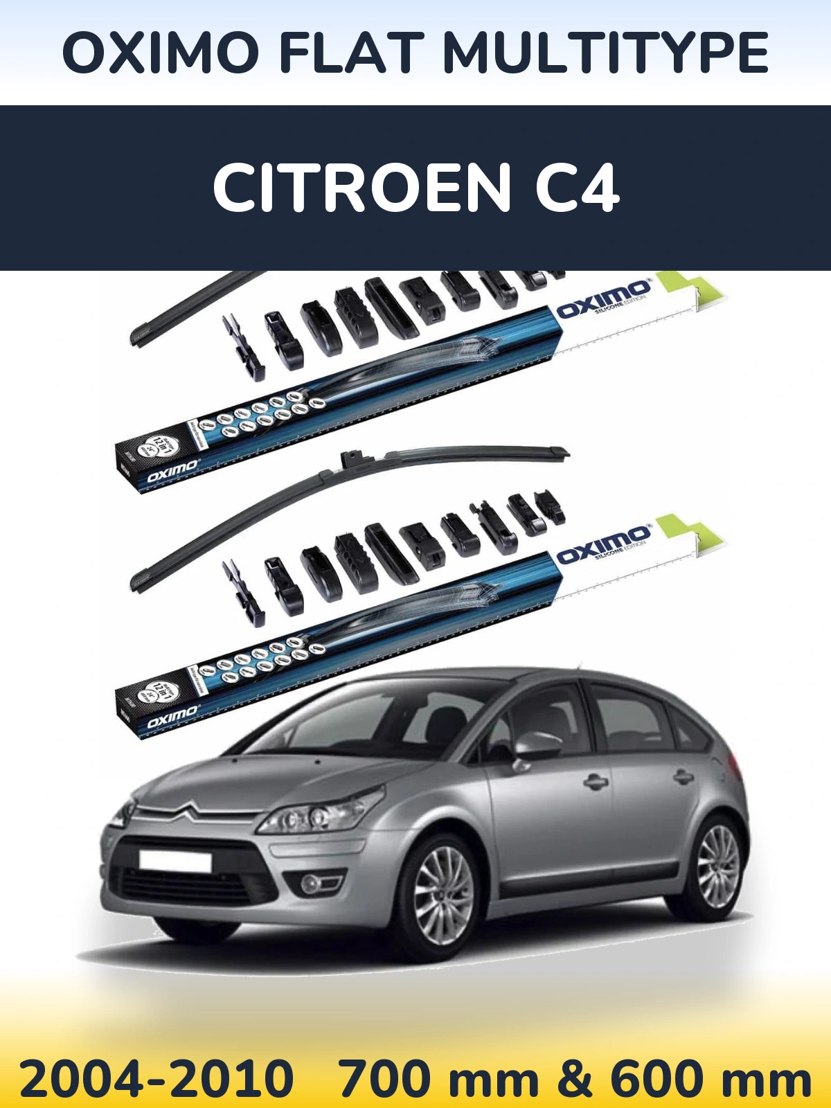 Front wiper blade set Oximo Flat MultiTypee 700 & 600 мм for Citroen C4 2004-2010
