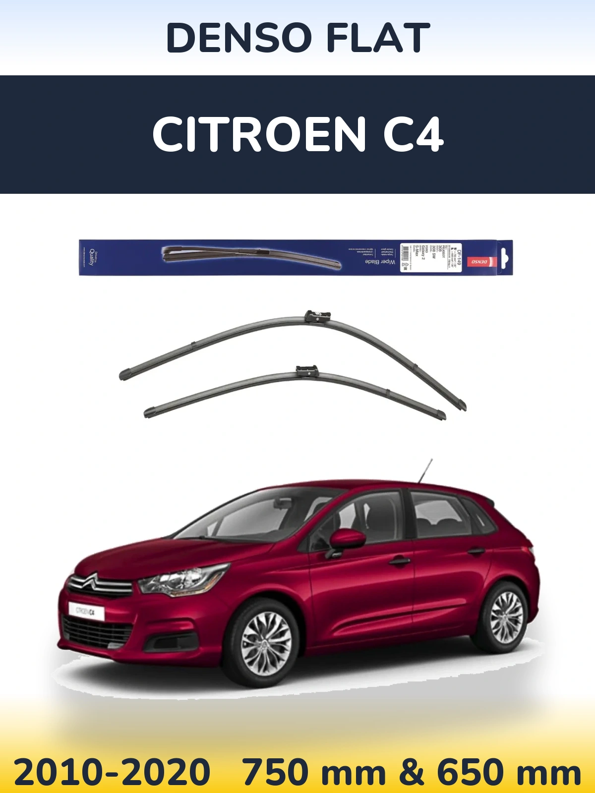 Комплект передних дворников Denso Flat 750 & 650 мм для Citroen C4 2010-2020