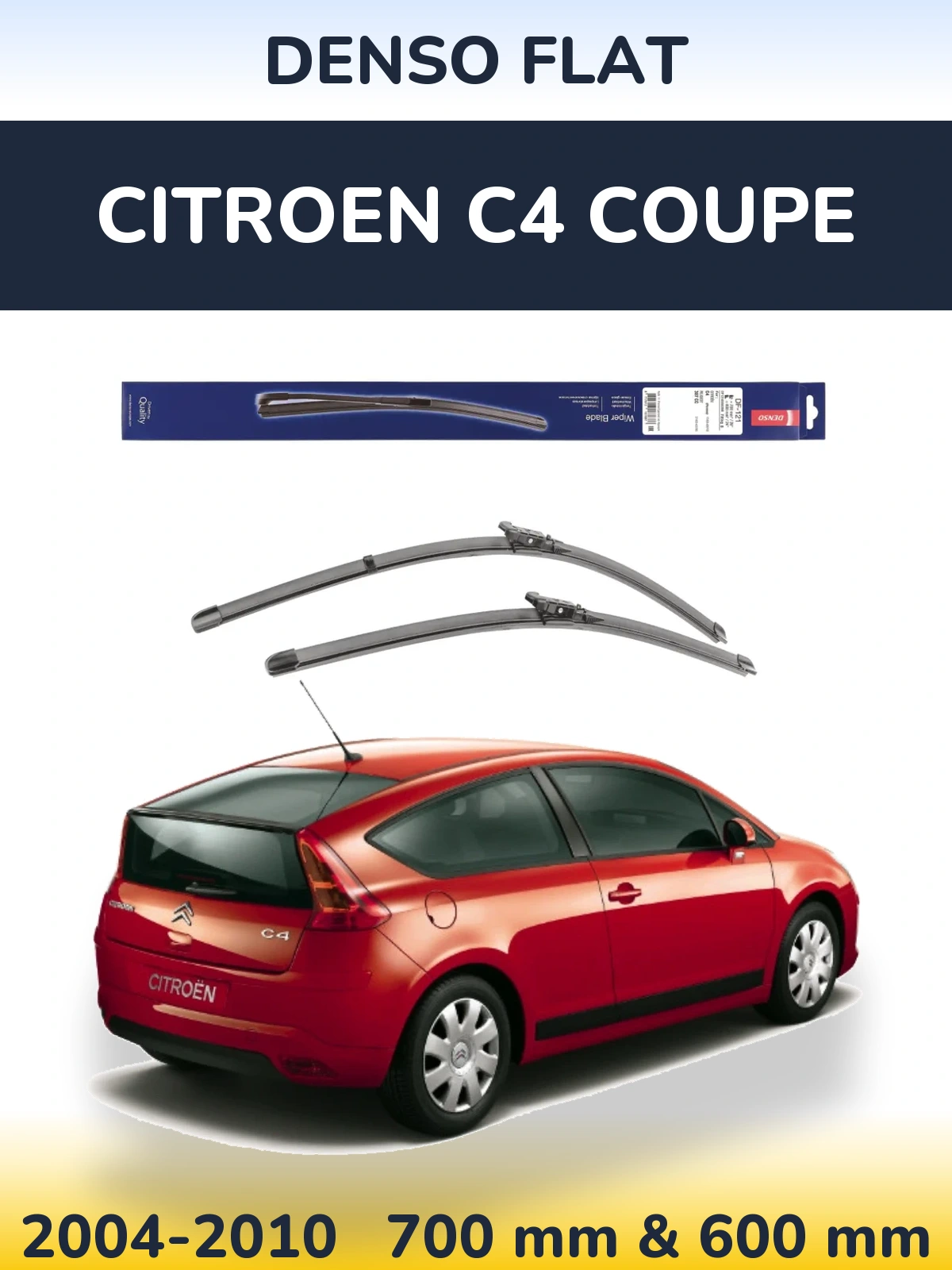 Front wiper blade set Denso Flat 700 & 600 мм for Citroen C4 Coupe 2004-2010