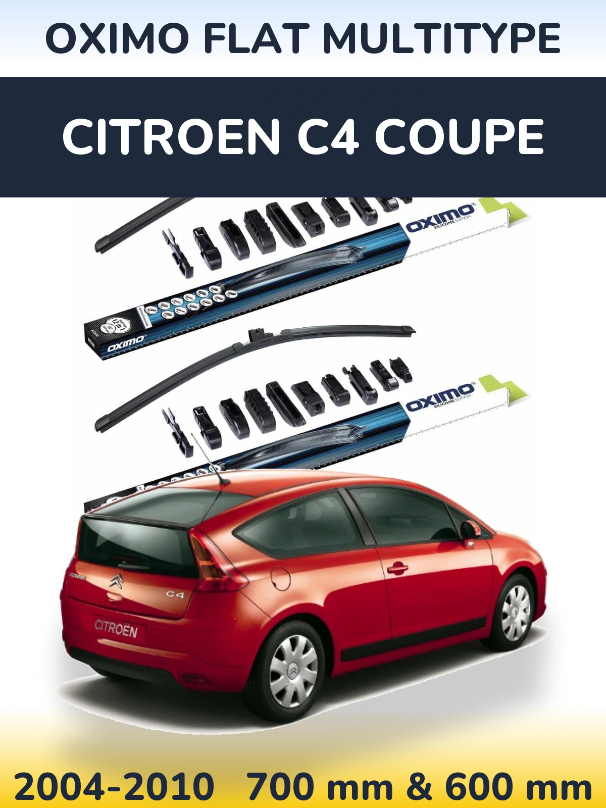 Front wiper blade set Oximo Flat MultiTypee 700 & 600 мм for Citroen C4 Coupe 2004-2010