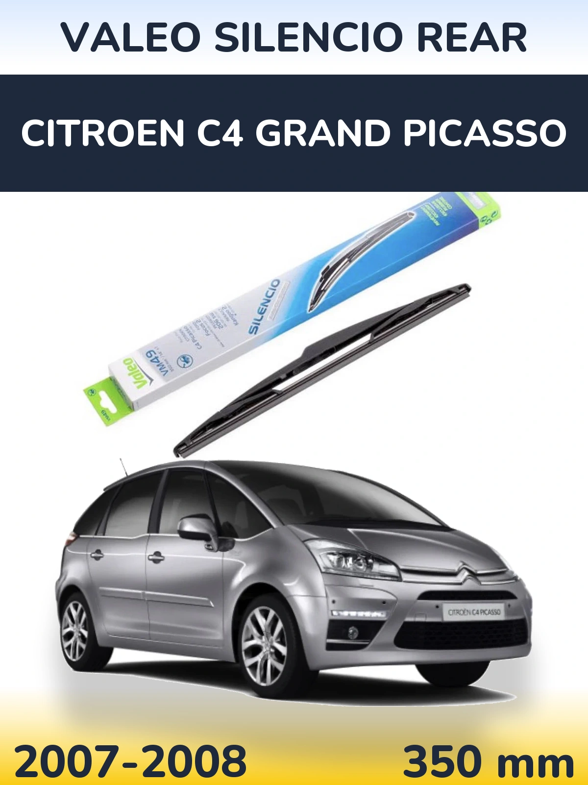 Rear wiper blade Valeo Silencio Rear 350 мм for Citroen C4 Grand Picasso 2007-2008