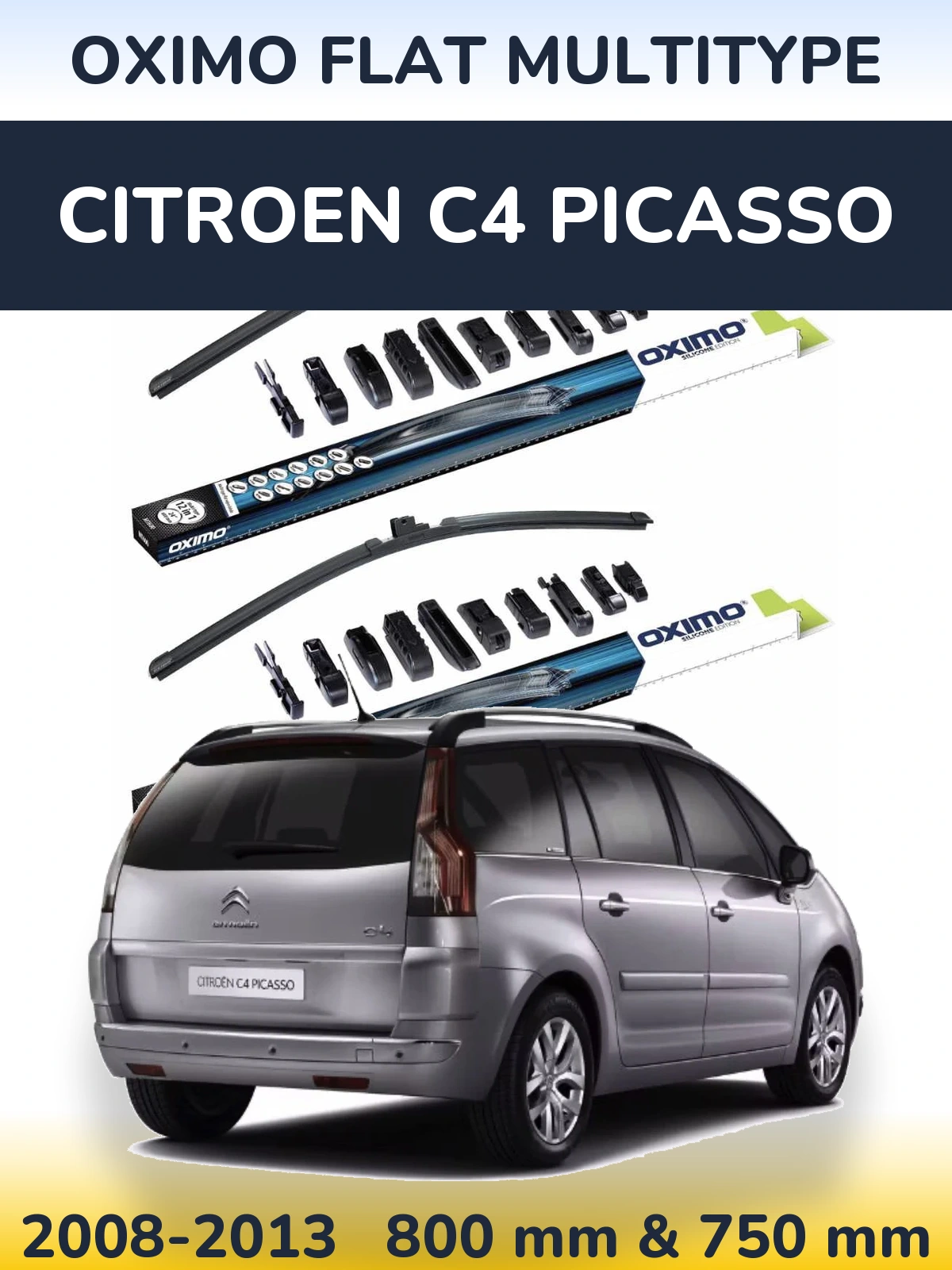 Komplet przednich wycieraczek Oximo Flat MultiType 800 & 750 mm do Citroen C4 Picasso 2008-2013