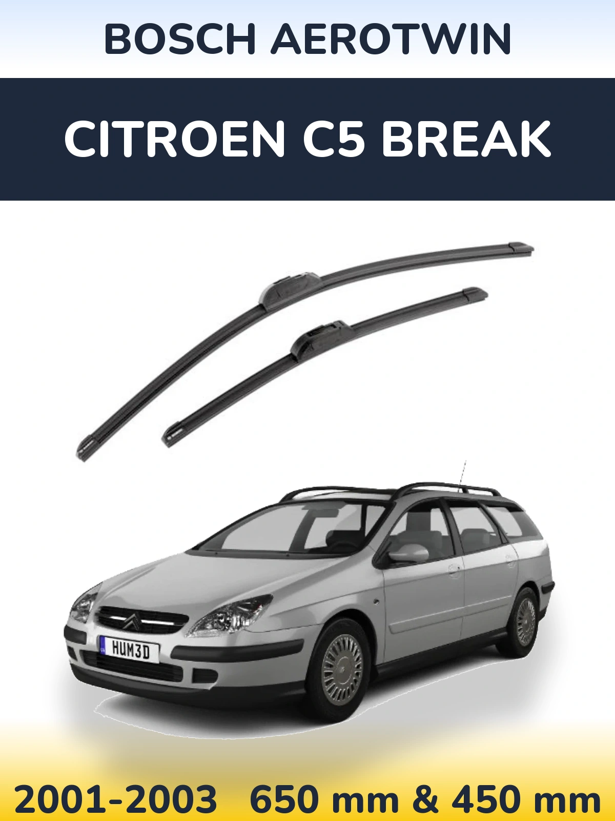 Komplet przednich wycieraczek BOSCH AeroTwin 650 & 450 mm do Citroen C5 Break 2001-2003