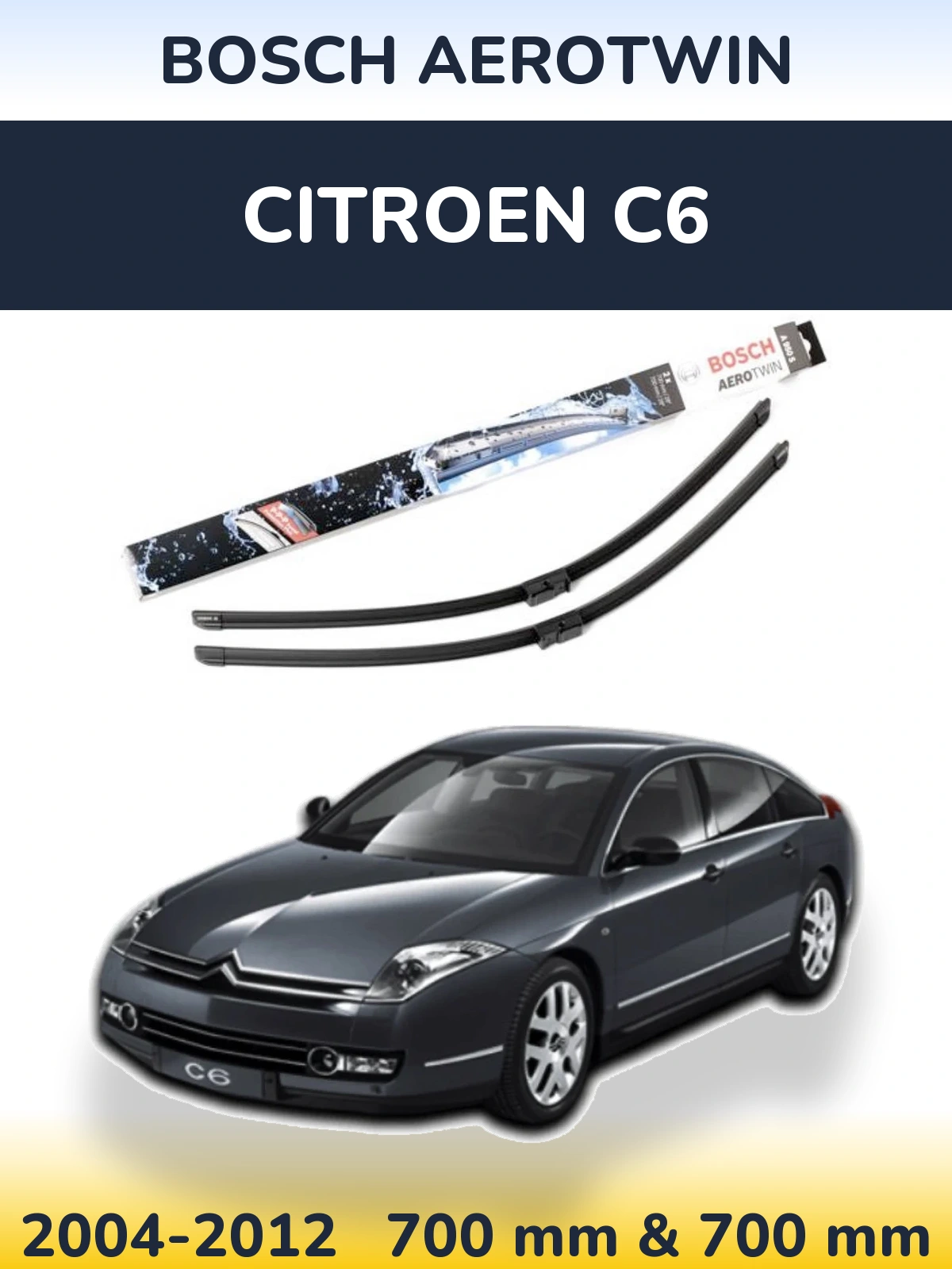 Комплект передних дворников BOSCH AeroTwin 700 & 700 мм для Citroen C6 2004-2012