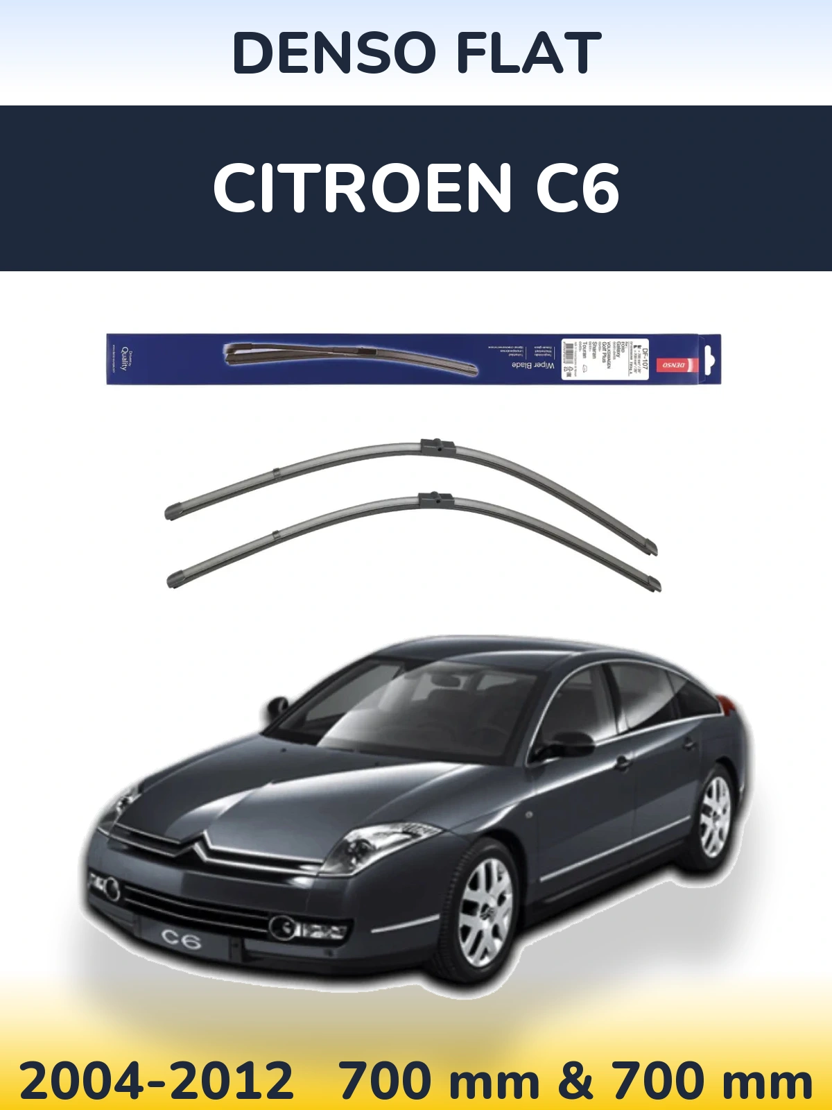 Komplet przednich wycieraczek Denso Flat 700 & 700 mm do Citroen C6 2004-2012