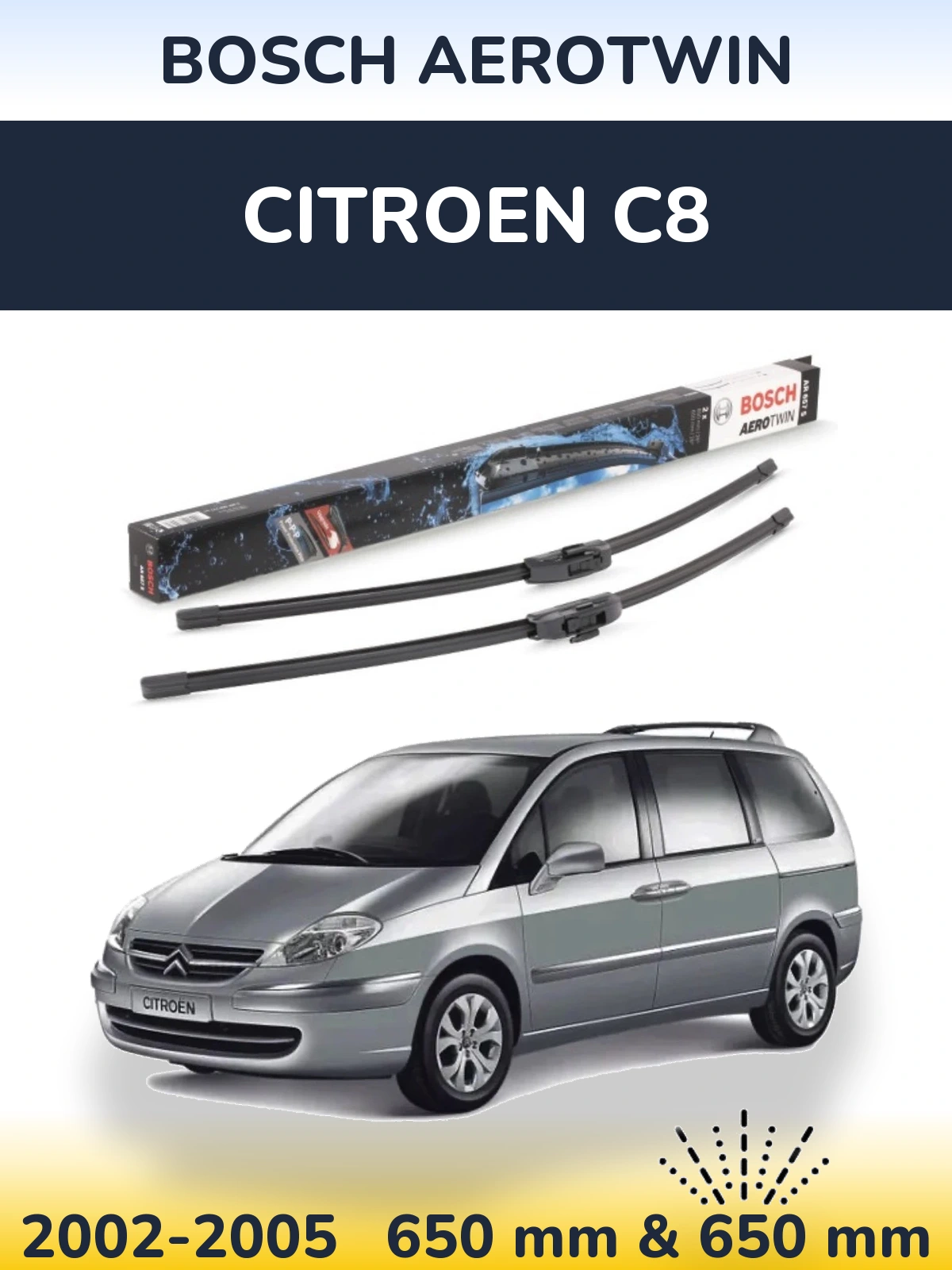 Komplet przednich wycieraczek BOSCH AeroTwin 650 & 650 mm do Citroen C8 2002-2005