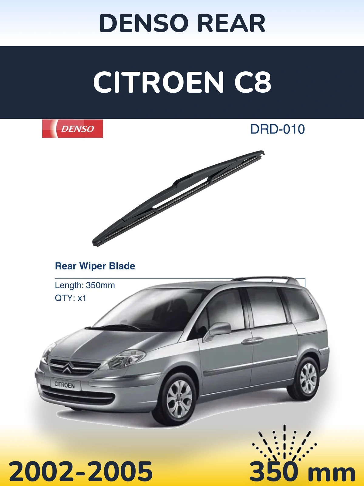 Rear wiper blade Denso Rear 350 мм for Citroen C8 2002-2005