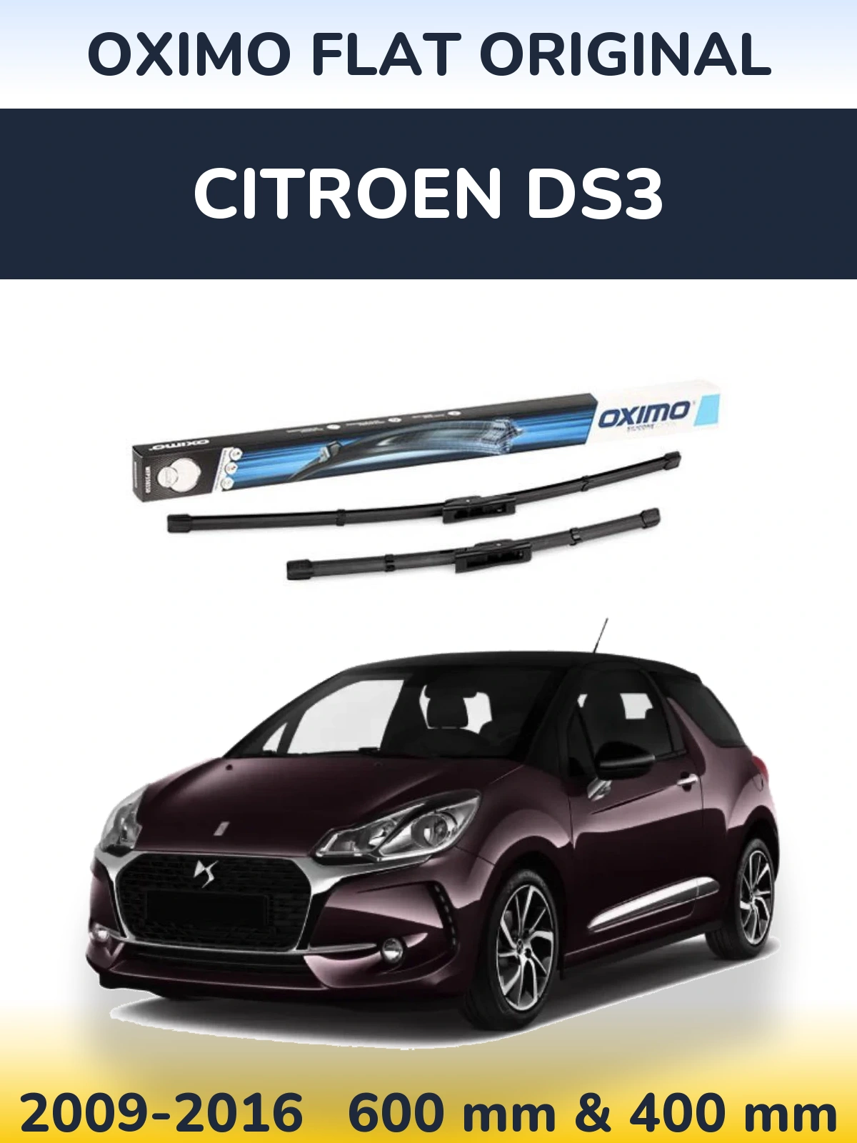 Front wiper blade set Oximo Flat Original 600 & 400 мм for Citroen DS3 2009-2016