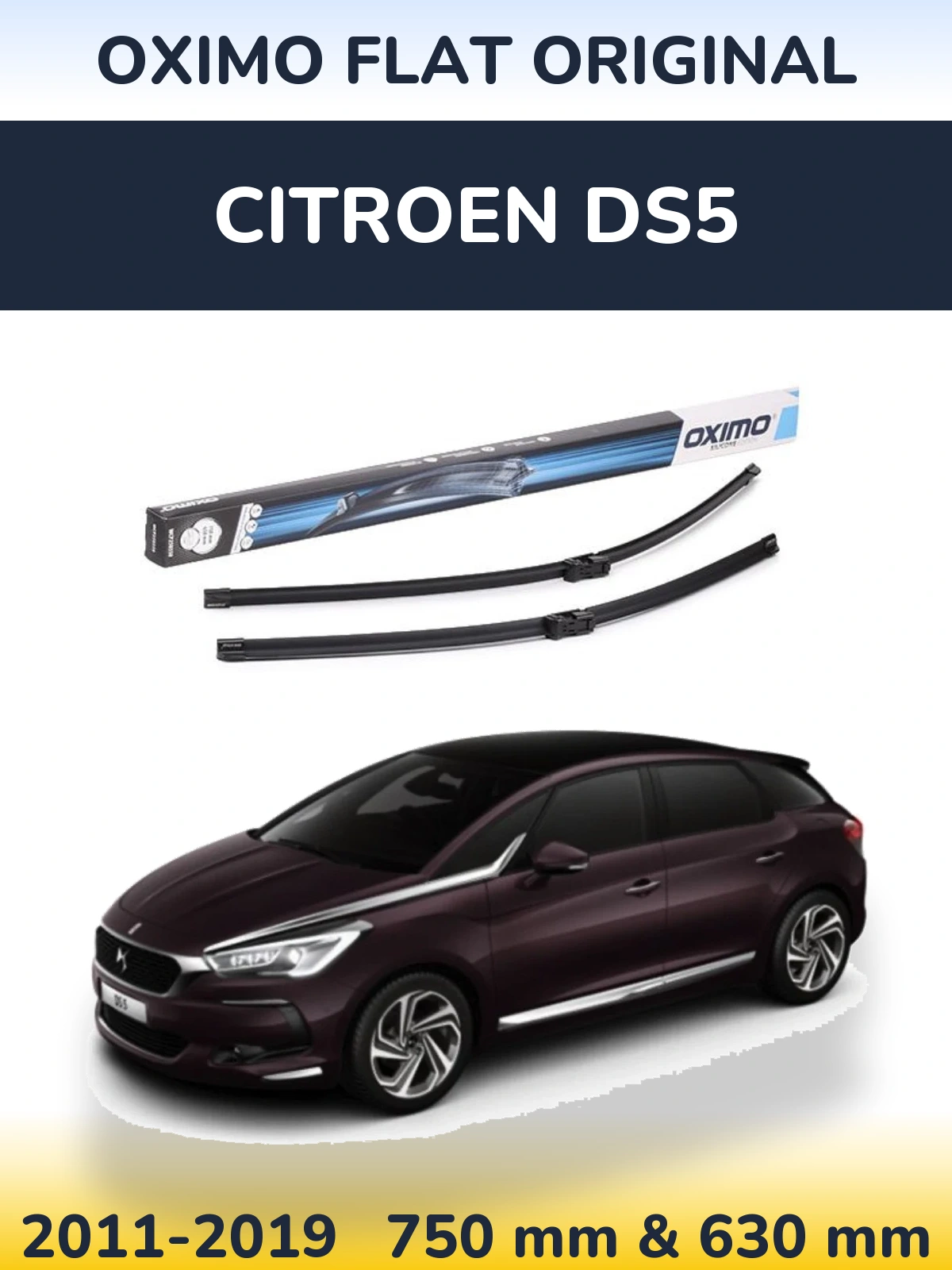 Komplet przednich wycieraczek Oximo Flat Original 750 & 650 mm do Citroen DS5 2011-2019