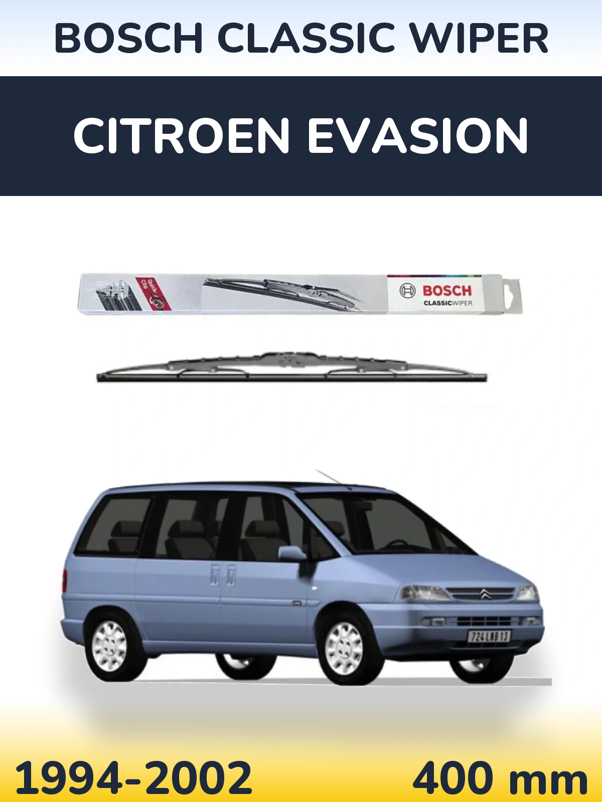 Rear wiper blade BOSCH Classic Wiper 400 мм for Citroen Evasion 1994-2002