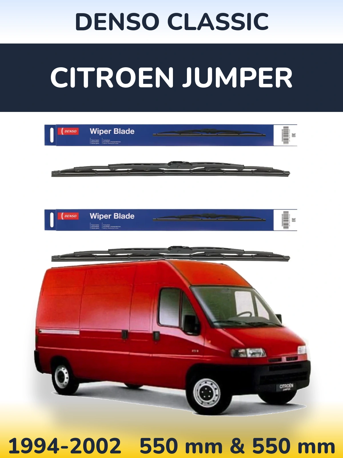Front wiper blade set Denso Classic 550 & 550 мм for Citroen Jumper 1994-2002